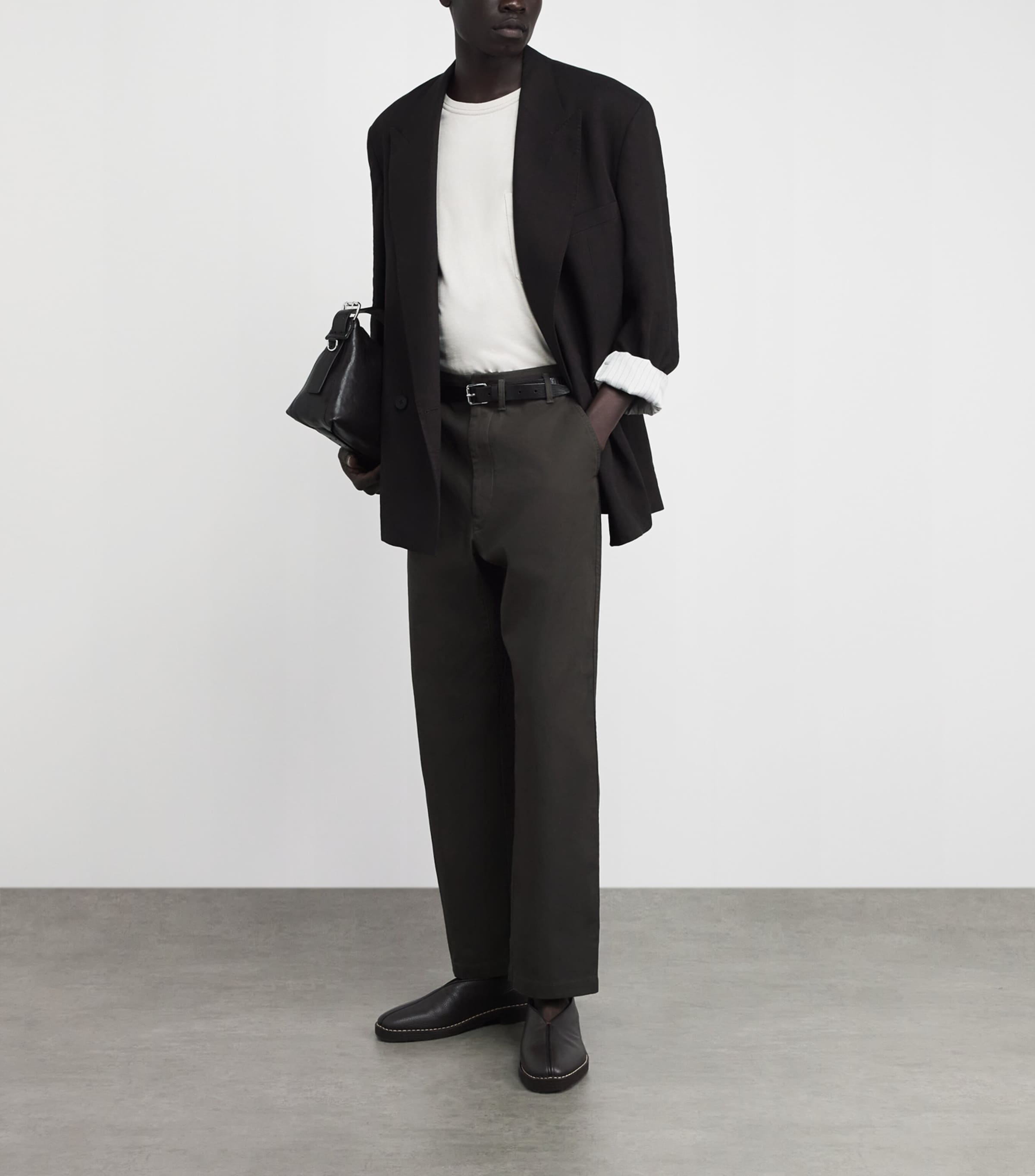 Lemaire Mens Carrot Tapered Straight Trousers Espresso Image 2