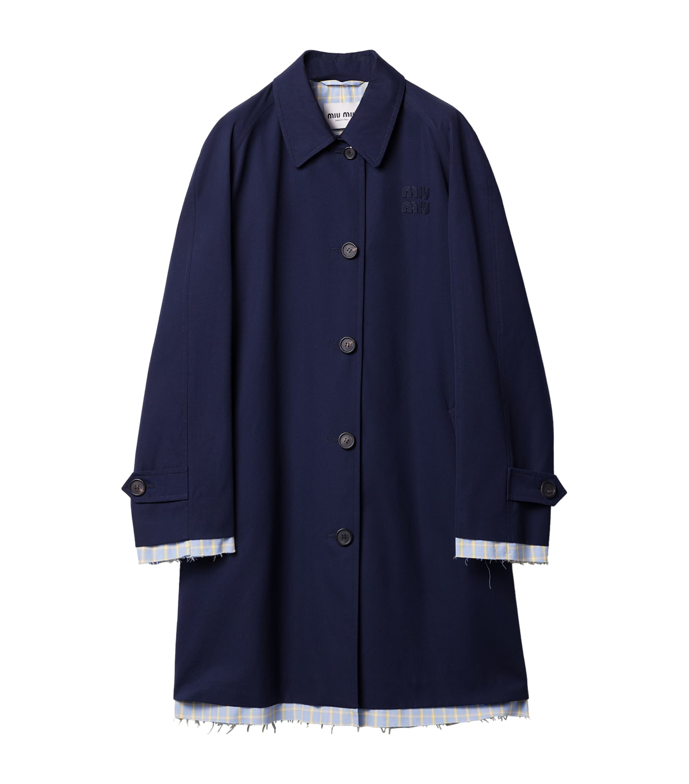 Miu Miu Womens Cotton Poplin Coat Blue Image 1