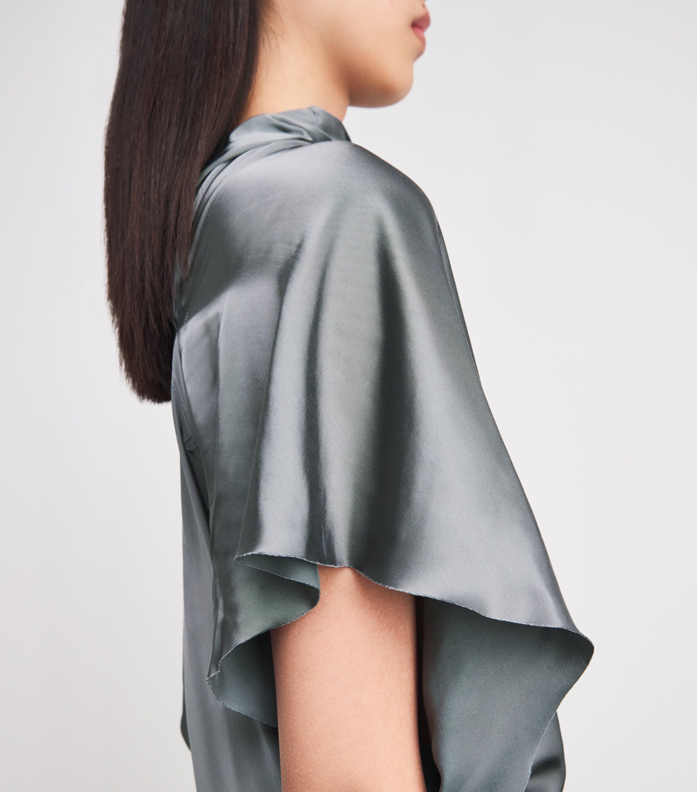 Rick Owens Blue Satin Asymmetric Seb Midi Dress | Harrods US