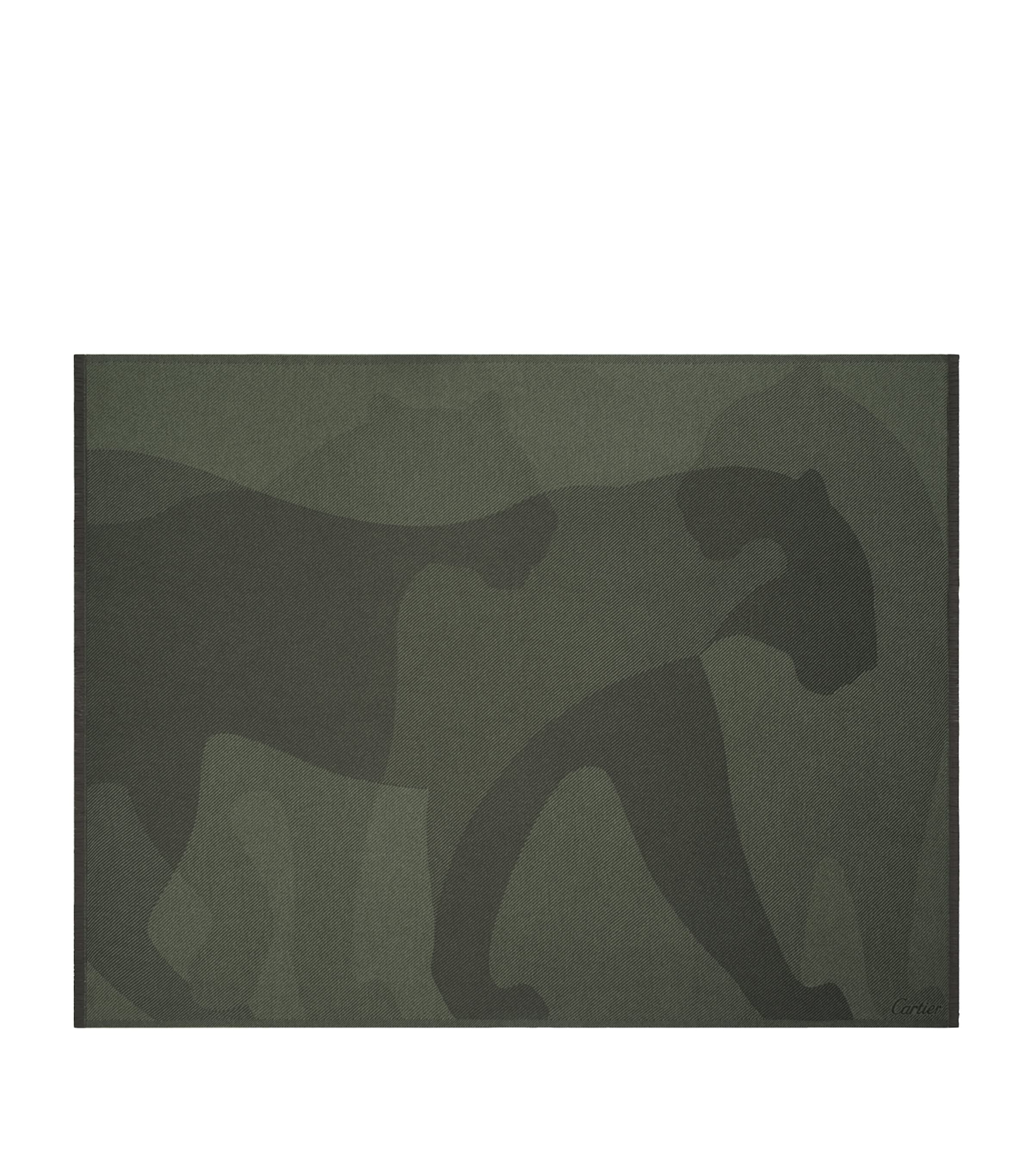 Cartier Wool-Cashmere Panthère de Cartier Blanket (190cm x 140cm) Khaki Image 1