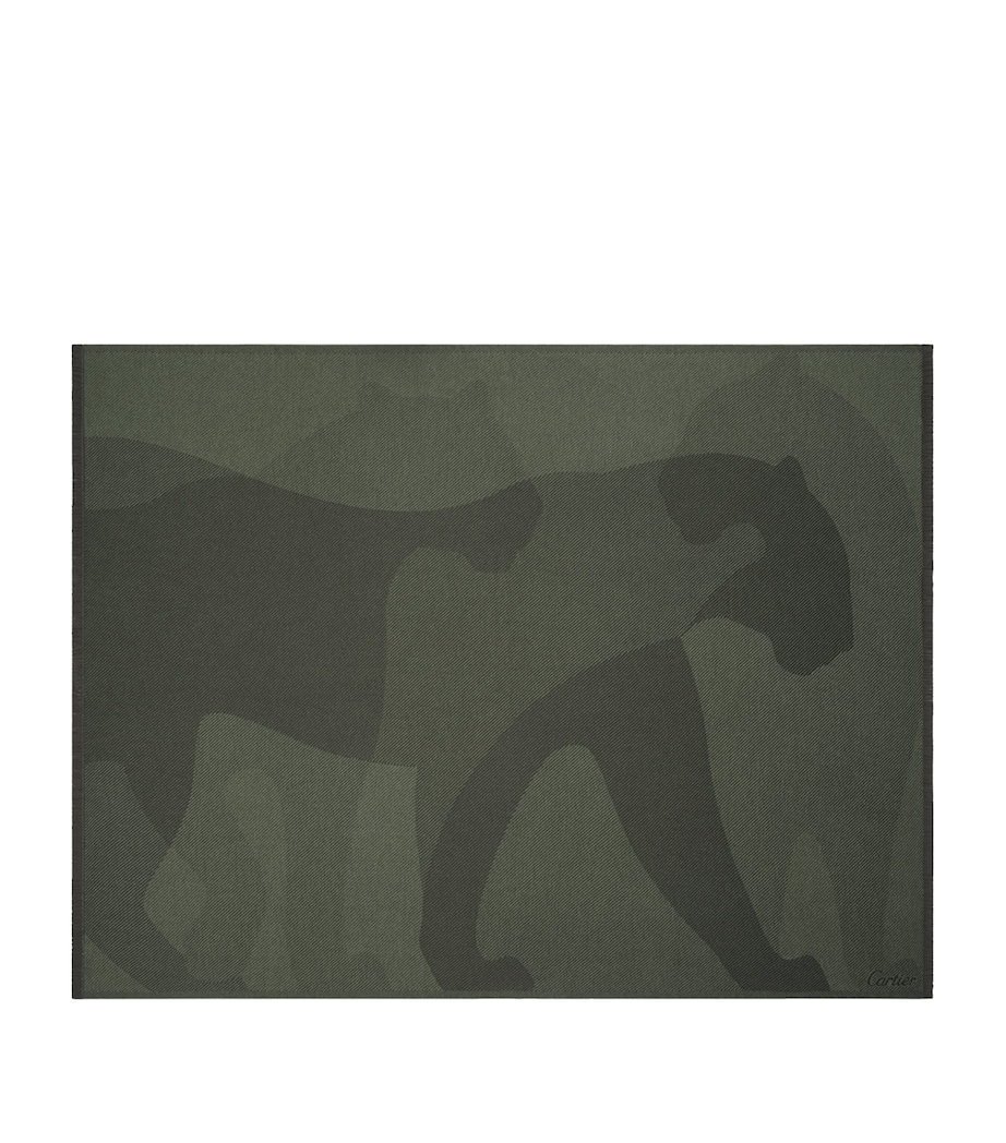 Cartier Wool-Cashmere Panthère de Cartier Blanket (190cm x 140cm) Khaki Image 1