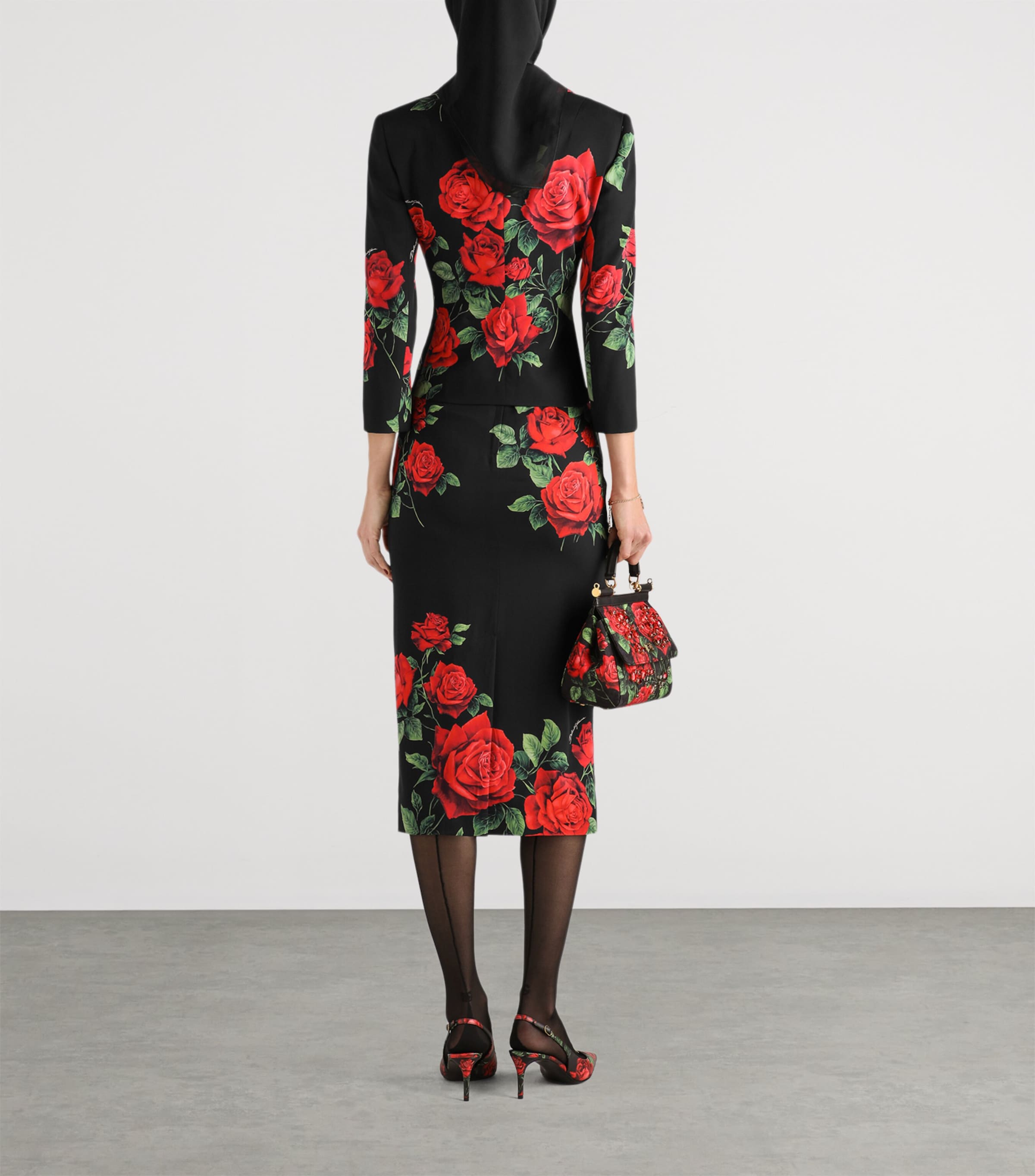 Dolce&Gabbana Womens Silk-Blend Floral Print Blazer Rose Rosse F Image 3