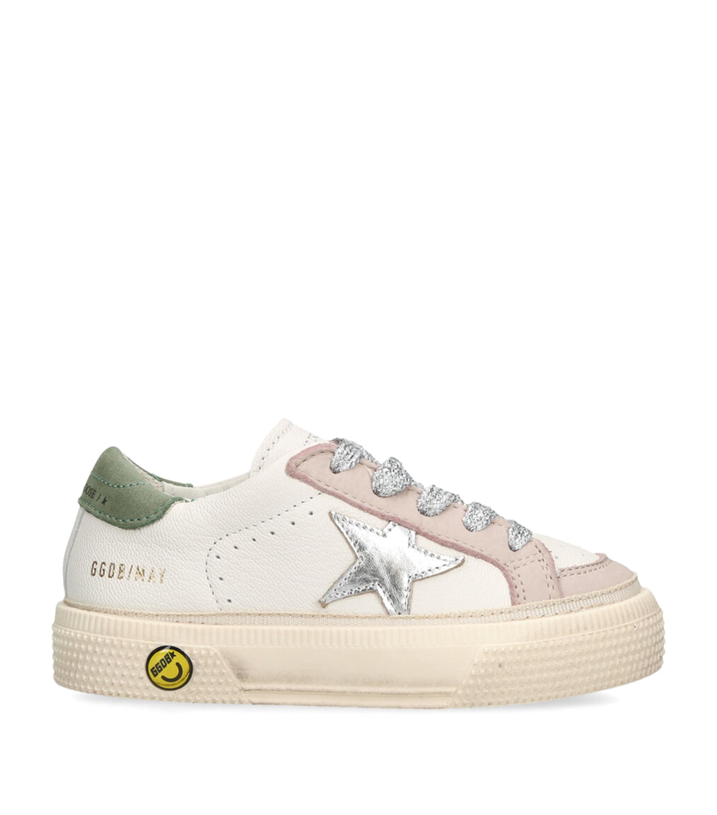 Golden Goose Leather May Sneakers In Silver