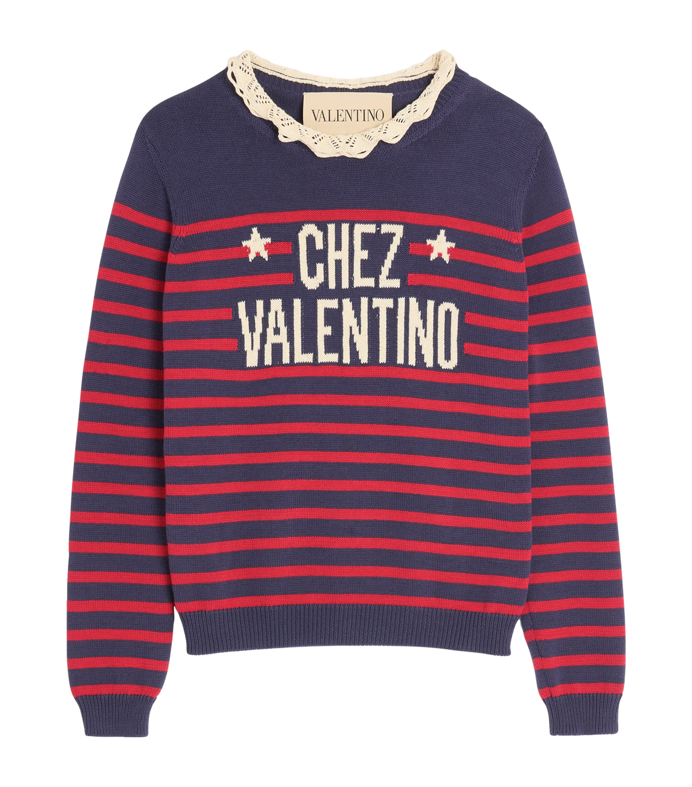 Shop Valentino Stripe Chez Sweater