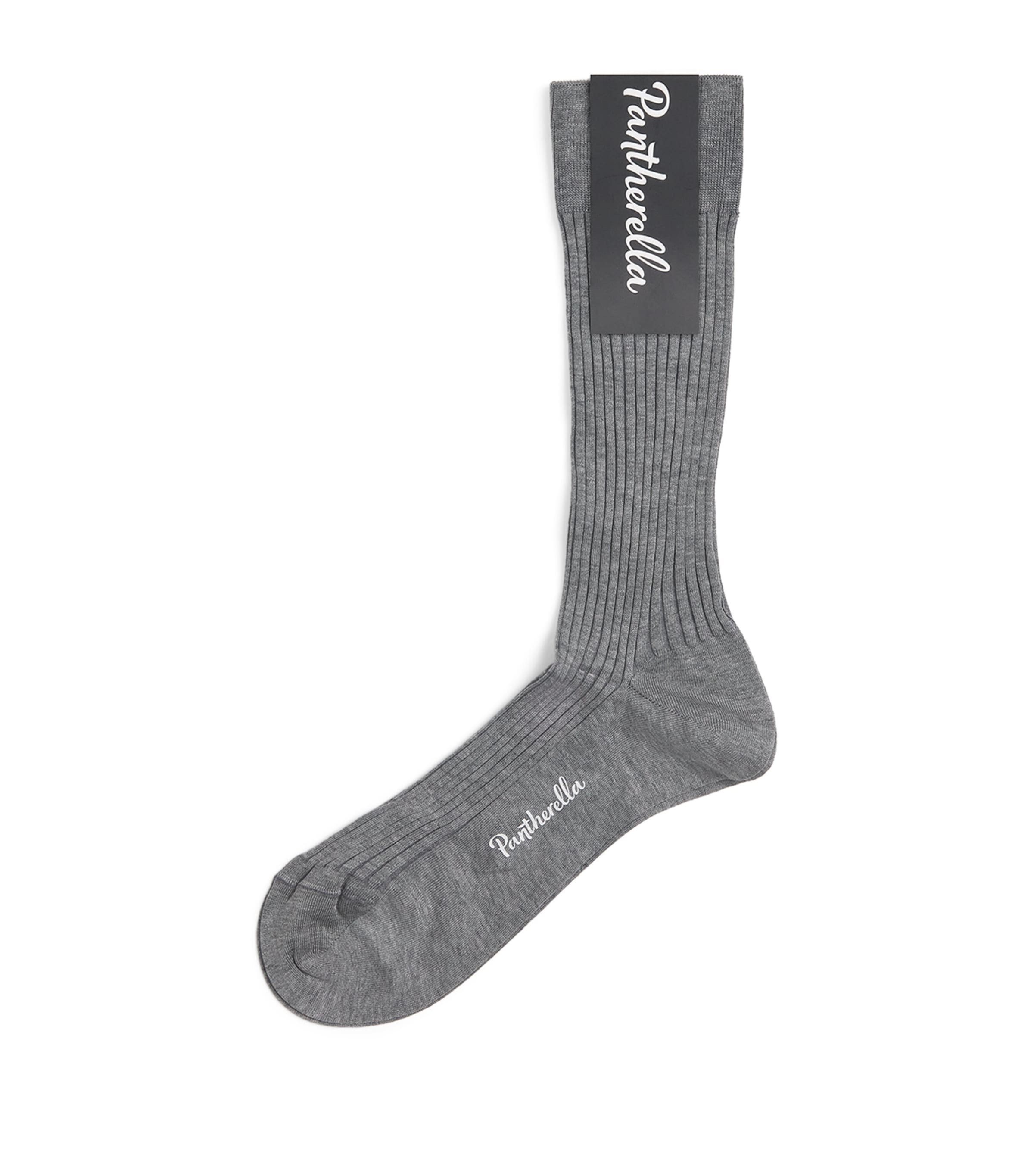 Pantherella Mens Ribbed Danvers Socks Mid Grey Mix Image 1