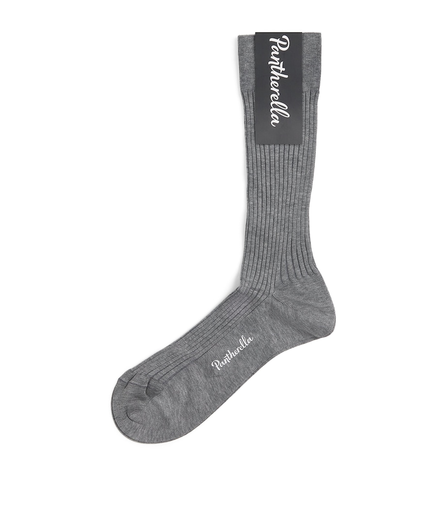 Pantherella Mens Ribbed Danvers Socks Mid Grey Mix Image 1