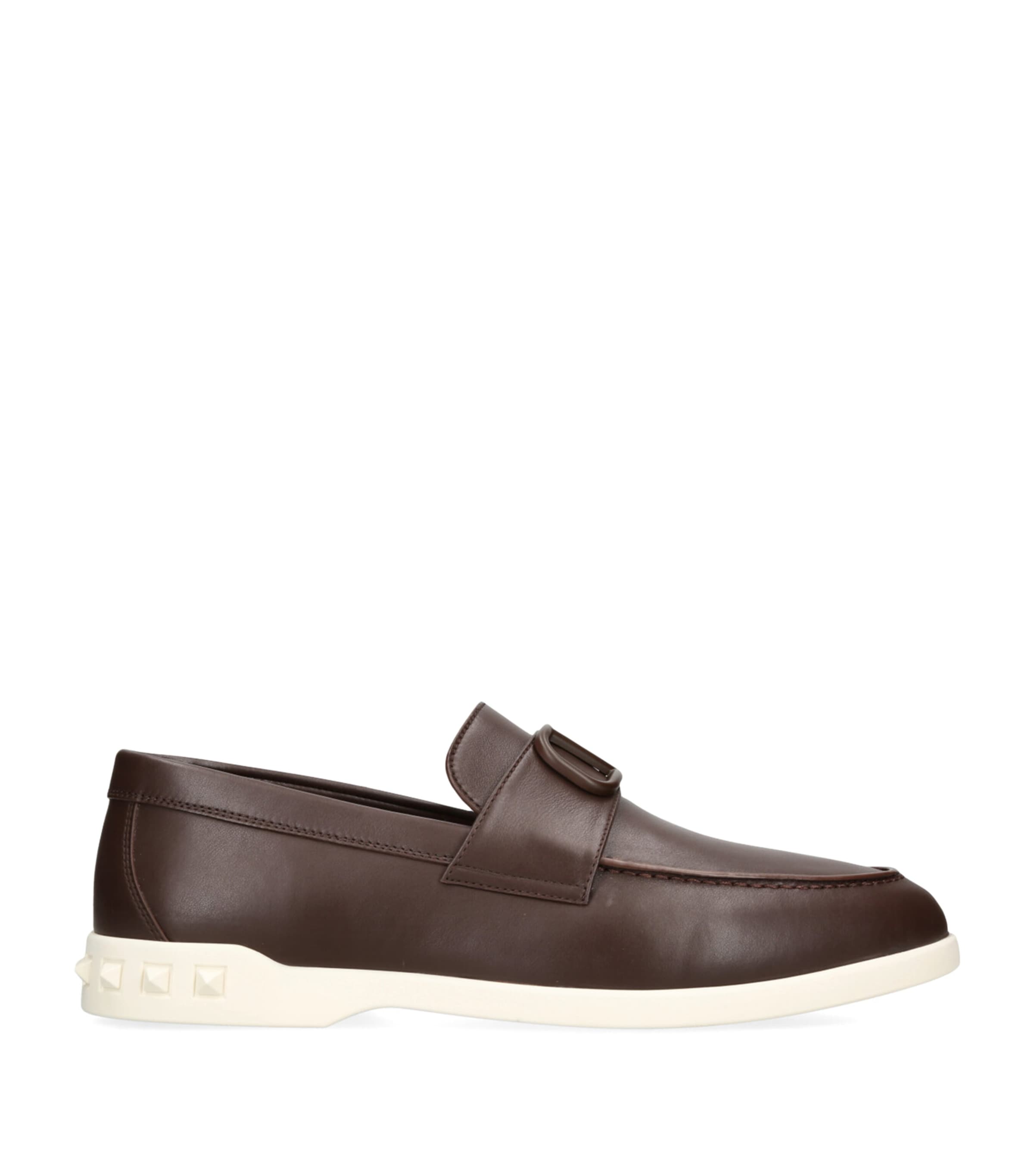 VALENTINO GARAVANI LEATHER LEISURE FLOWS LOAFERS 