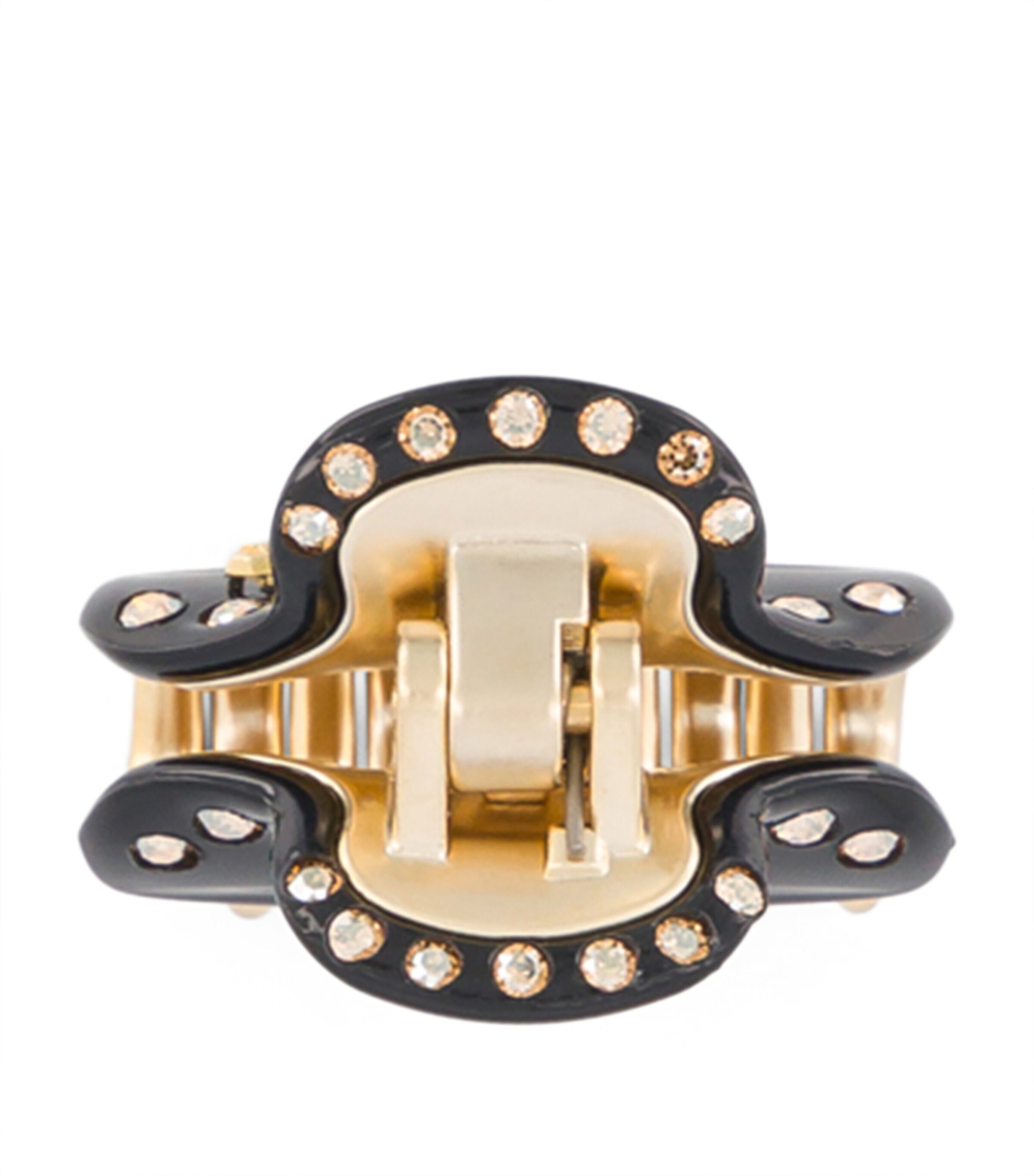 Alexandre de Paris Gold-Plated Crystal-Embellished Claw Hair Clip Noir B/or Image 3