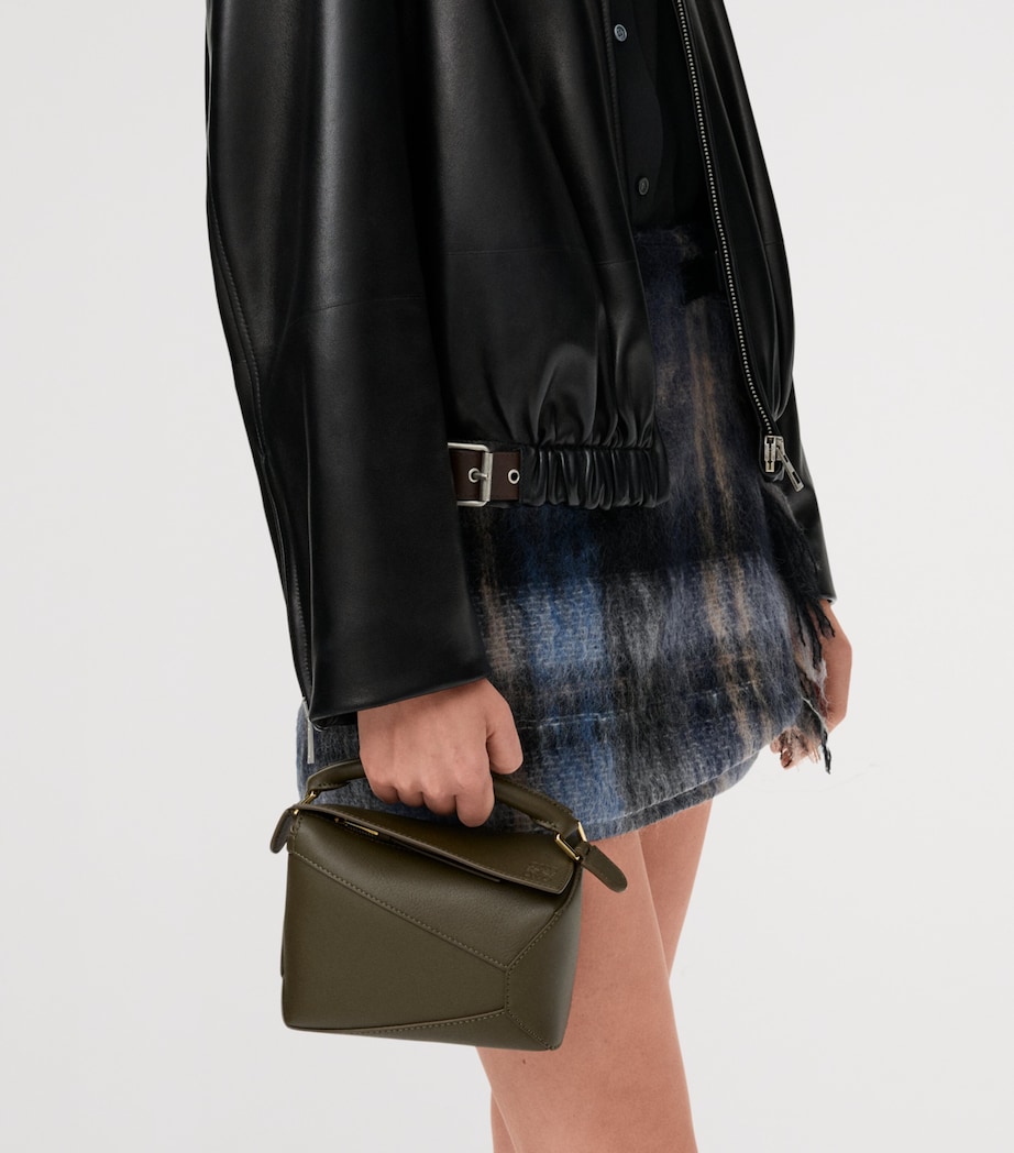 LOEWE Mini Leather Puzzle Edge Top-Handle Bag Dark Khaki Green Image 8