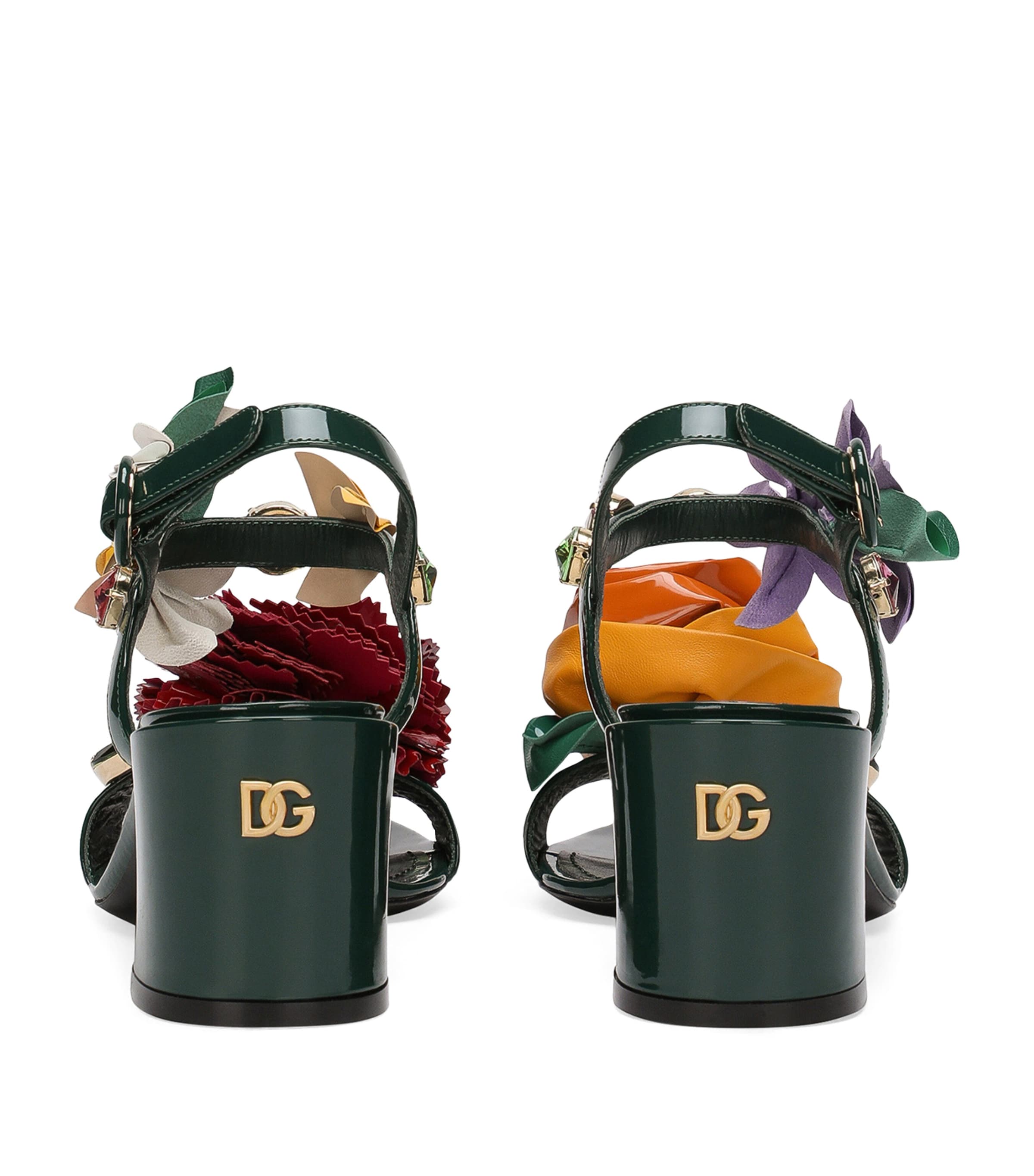 Leather Floral Heeled Sandals 8D531-VERDONE/MULTI Image 5