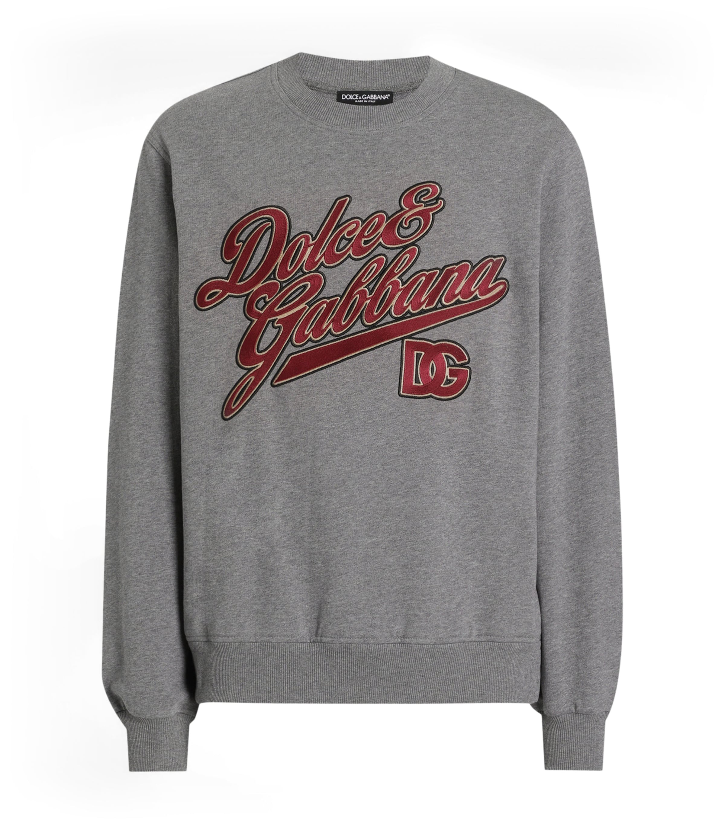 Dolce&Gabbana Mens Cotton Graphic Sweatshirt Melange Grey Image 1