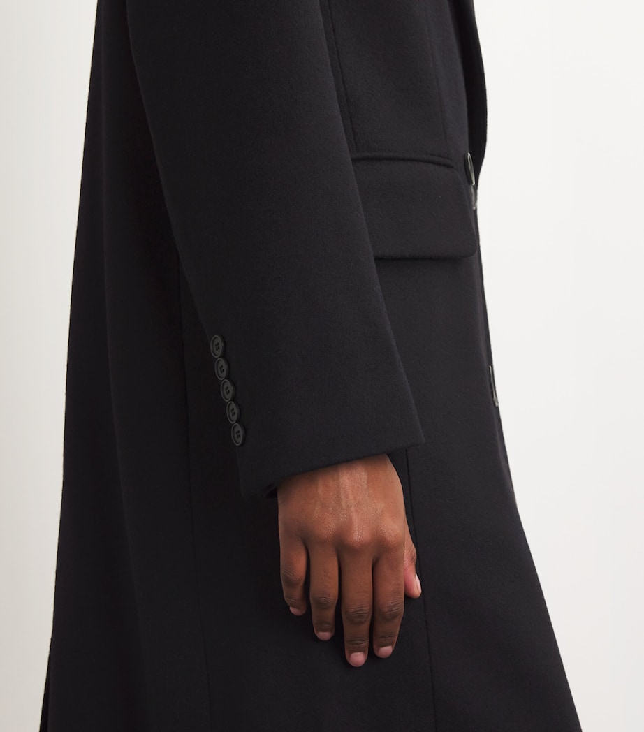 Wool Double-Breasted Coat SOLID BLACK Image 6