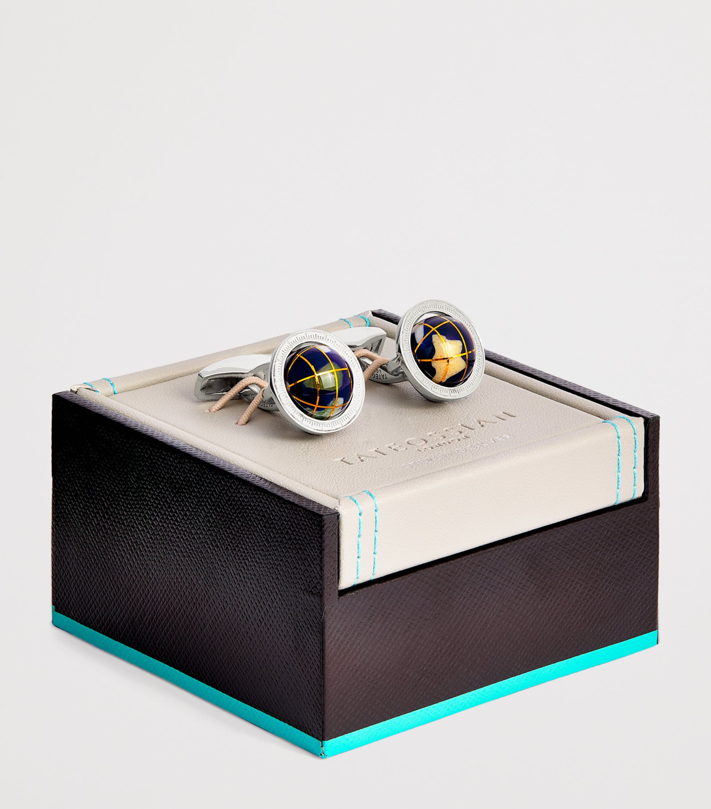 Sterling Silver and Lapis Lazuli Globe Cufflinks BLUE Image 3