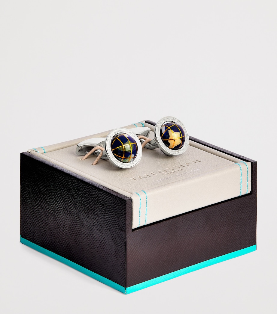 Sterling Silver and Lapis Lazuli Globe Cufflinks BLUE Image 3