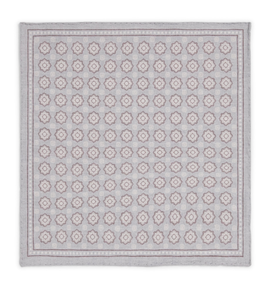 Eleventy Cotton-Wool Geometric Pocket Square Grigio Ch, Moro E Sa Image 1