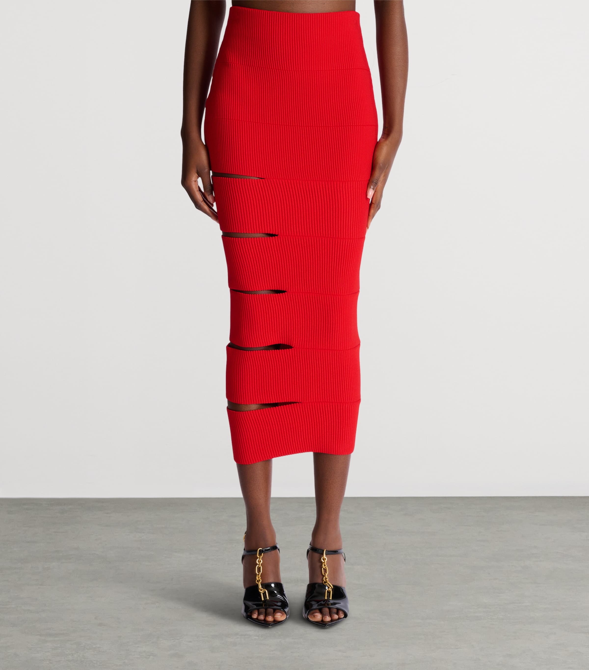 Knit Cut-Out Maxi Skirt 3GK ROUGE Image 3