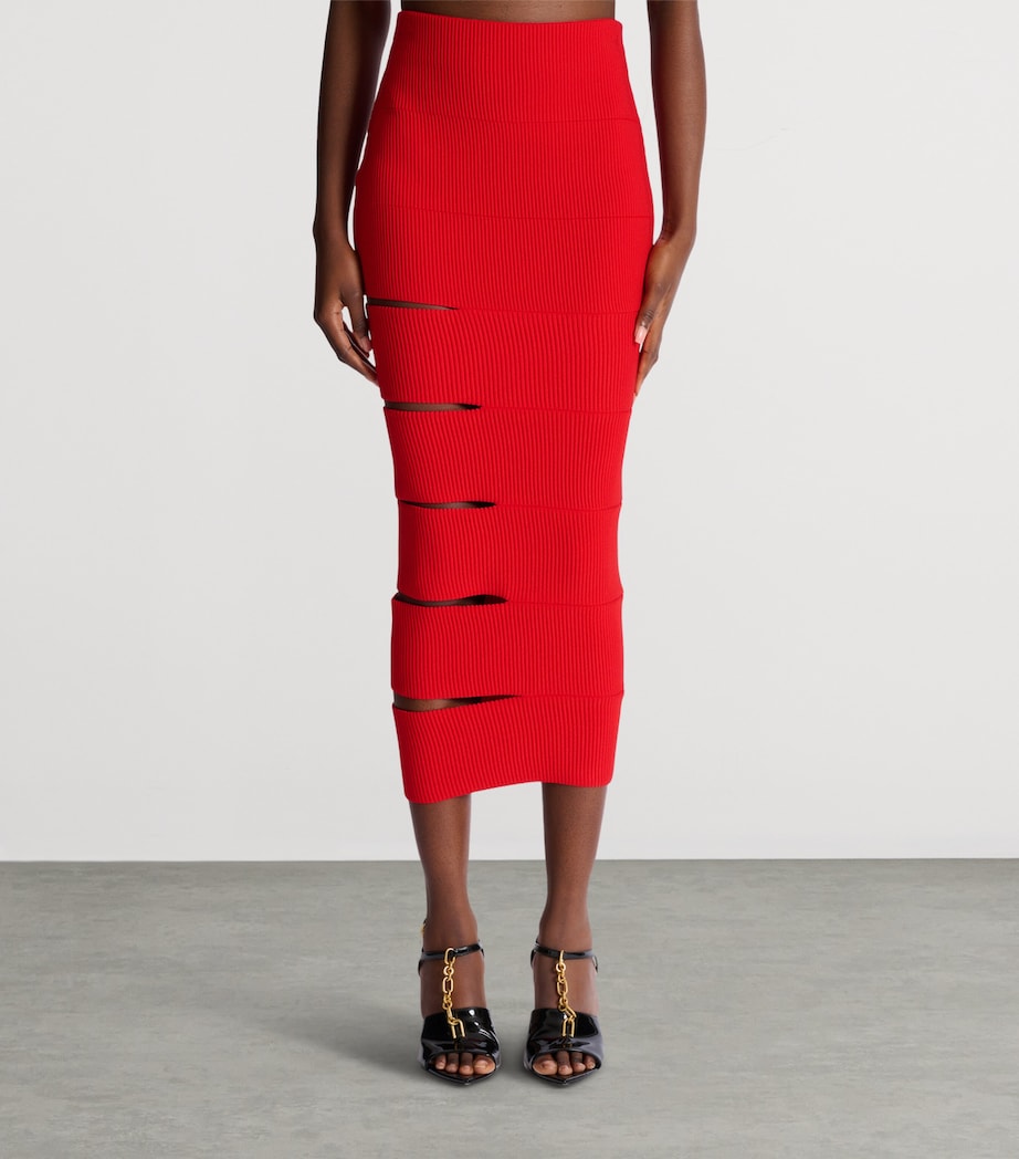 Knit Cut-Out Maxi Skirt 3GK ROUGE Image 3