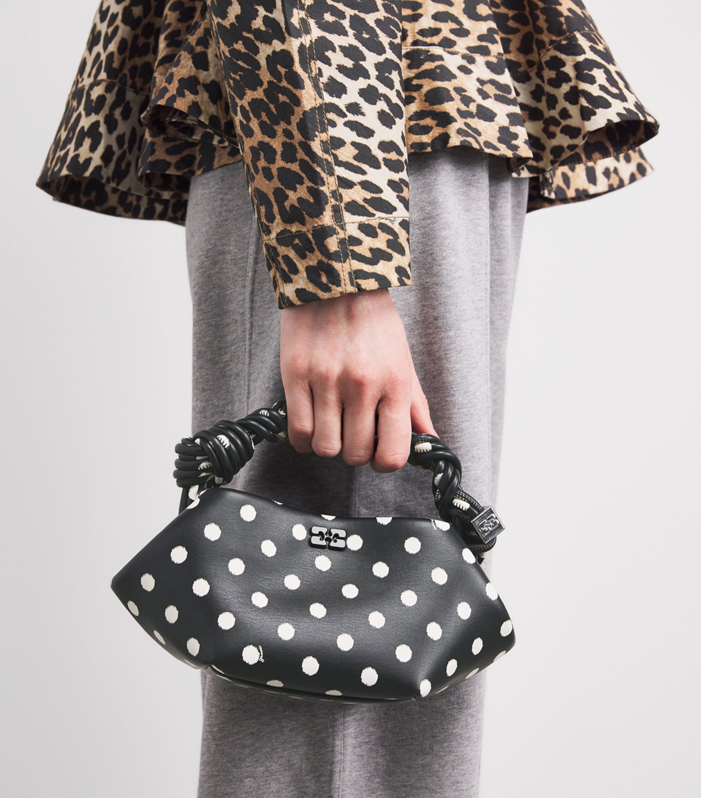 Mini Polka-Dot Bou Top-Handle Bag 099 BLACK Image 2