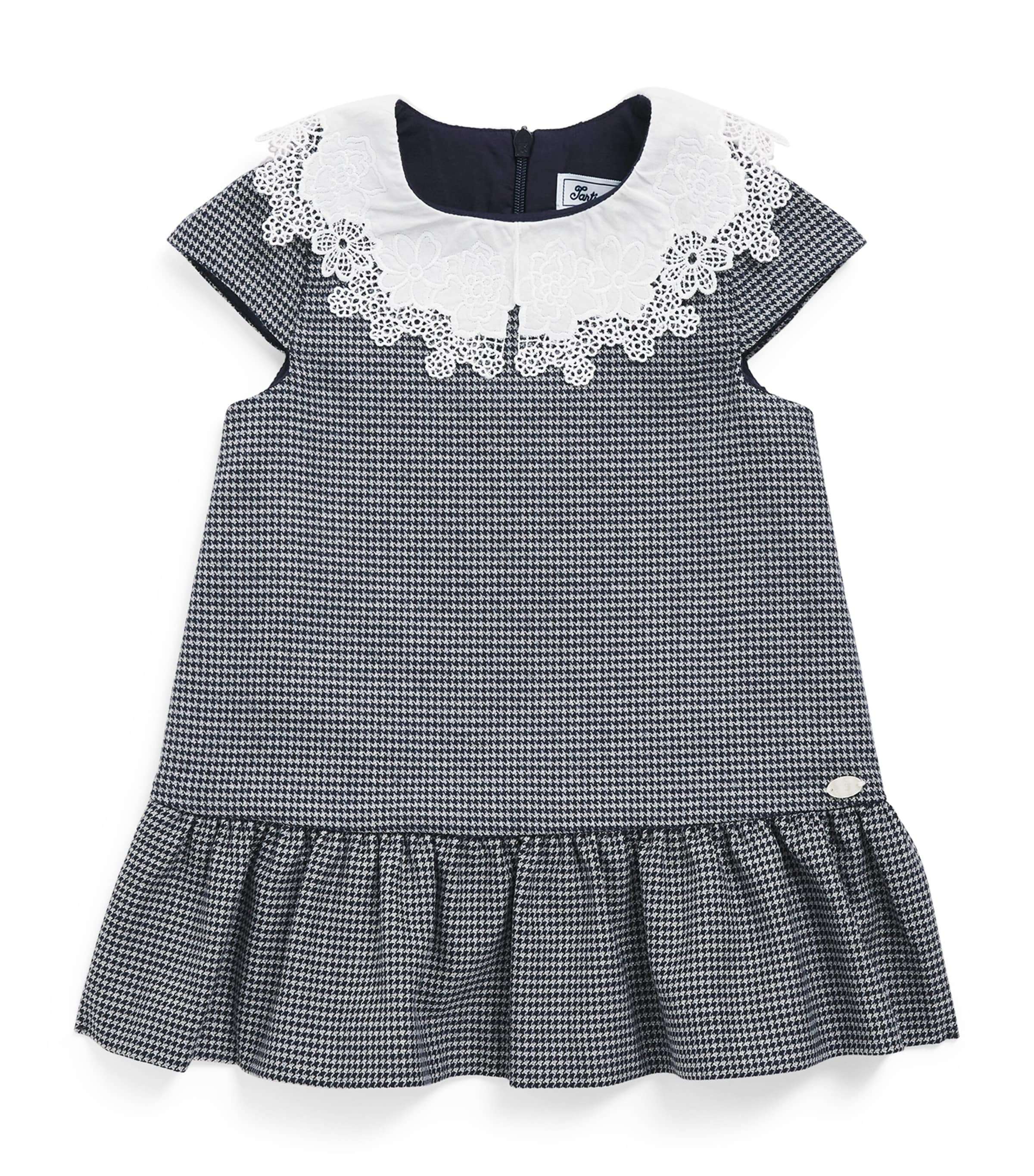 Tartine Et Chocolat Collared Houndstooth Dress In Gray