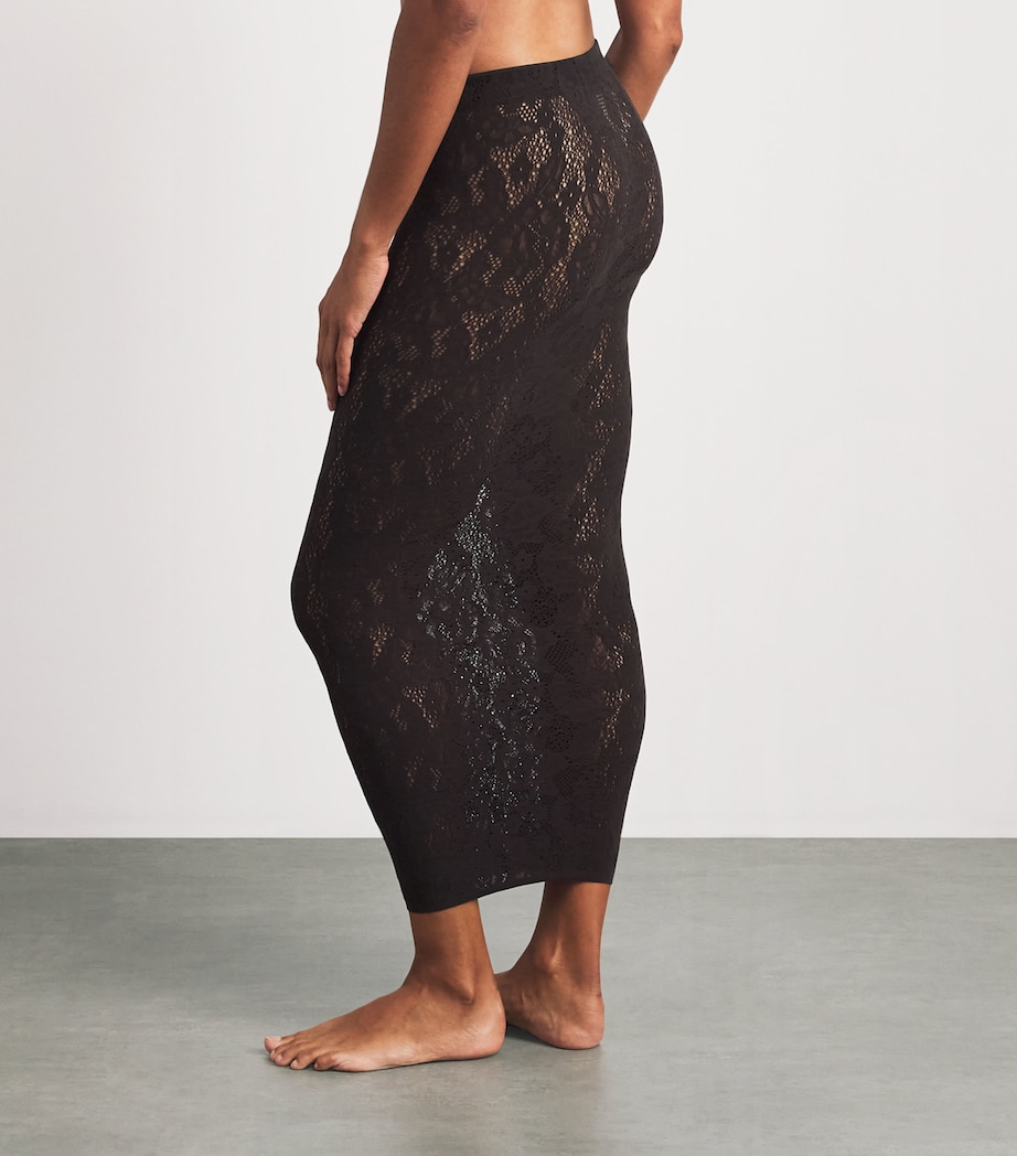 Wolford Womens Infinite Rose Net Skirt Dark Wood Image 3