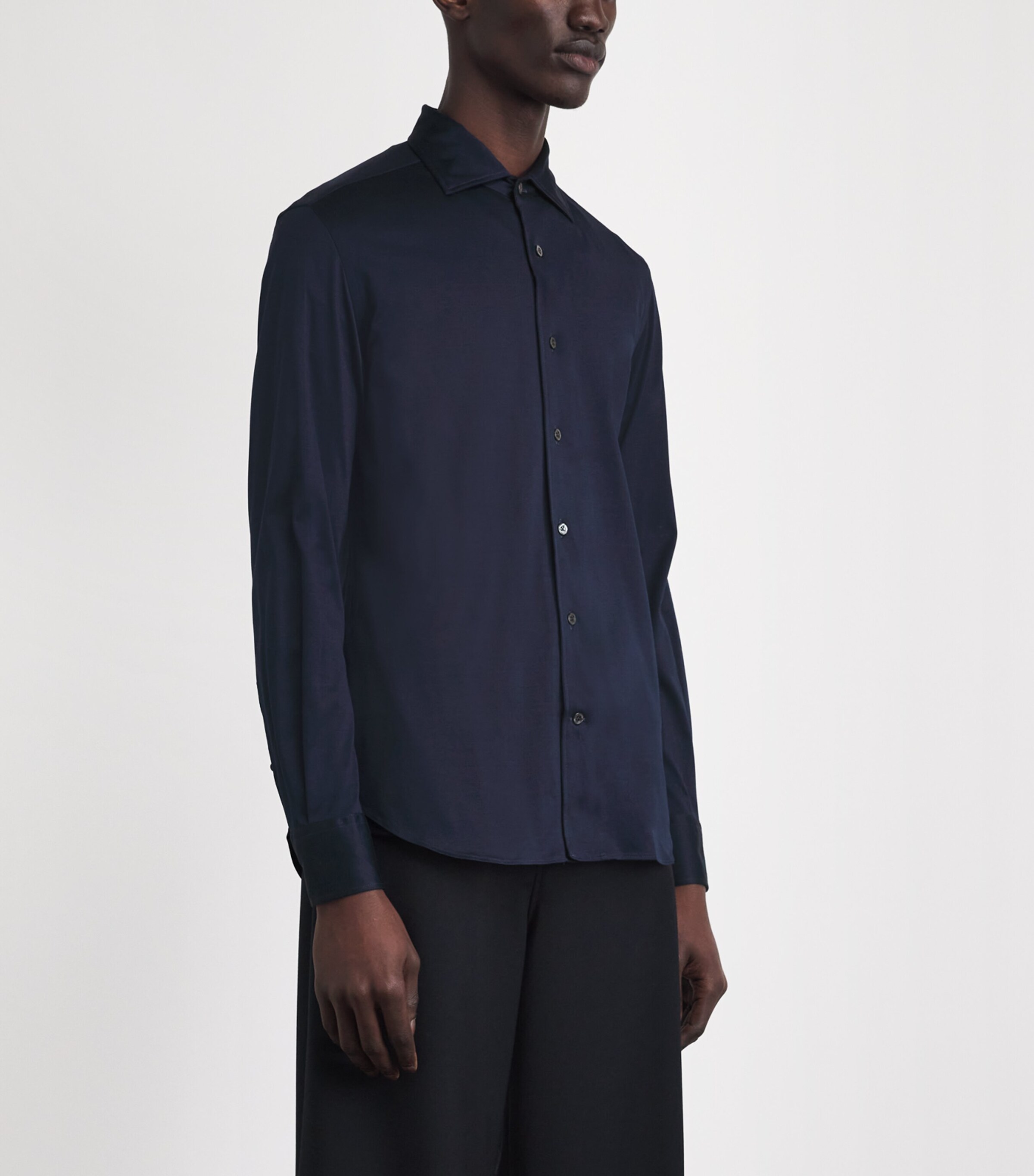 Corneliani Mens Cotton Jersey Shirt Navy Blue Image 4