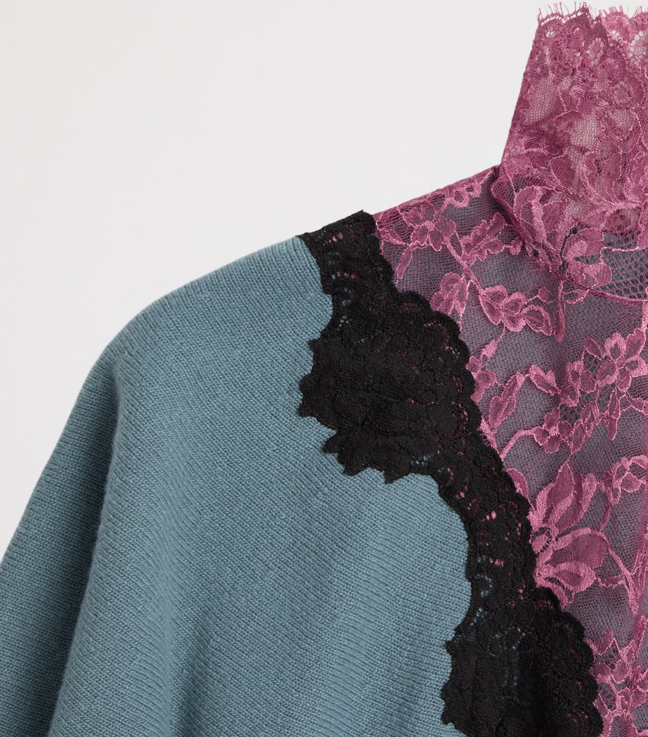 Valentino Womens Wool-Lace High-Neck Sweater Image 8