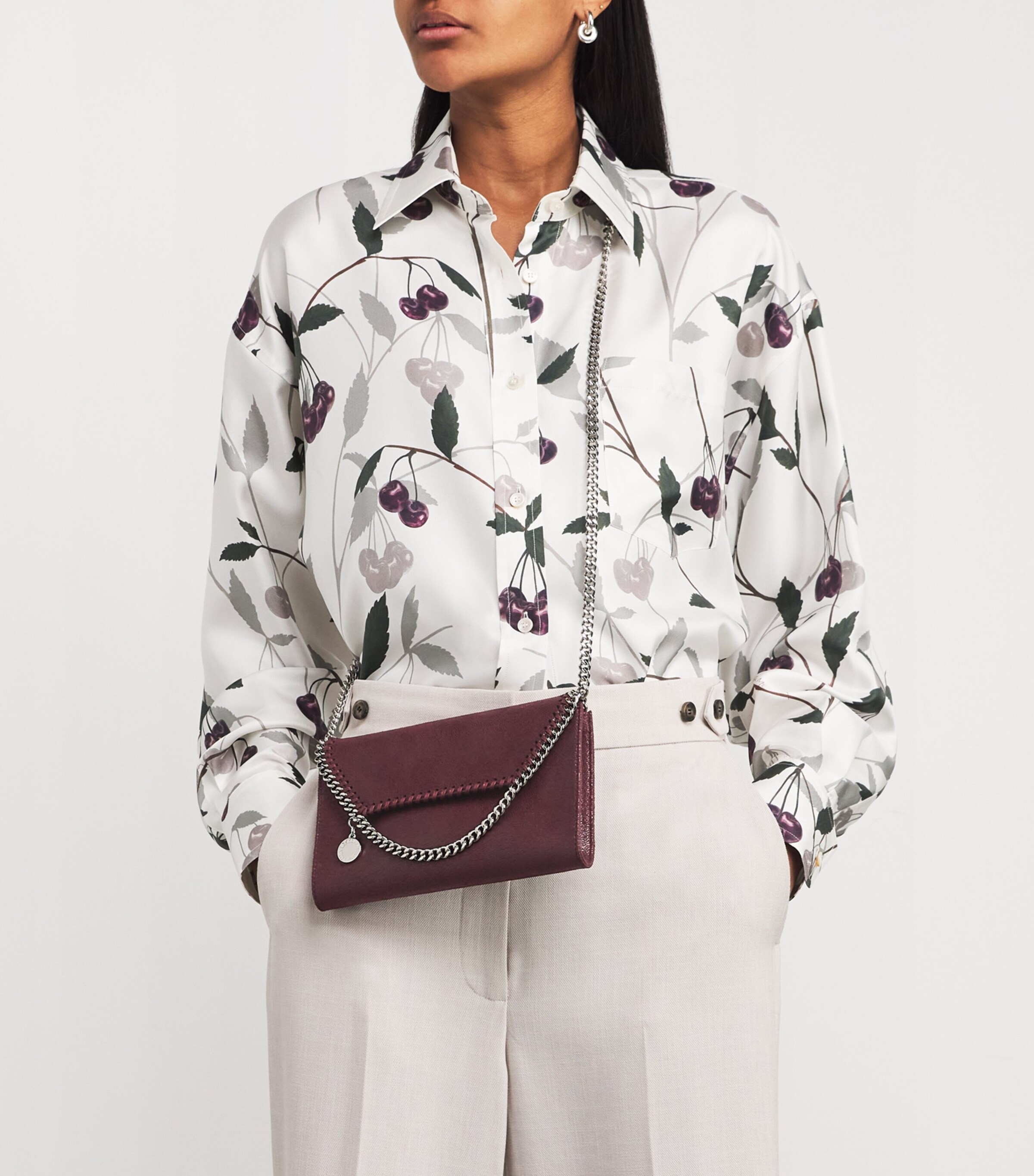 Stella McCartney Burgundy Mini Falabella Cross-Body Bag Harrods UK