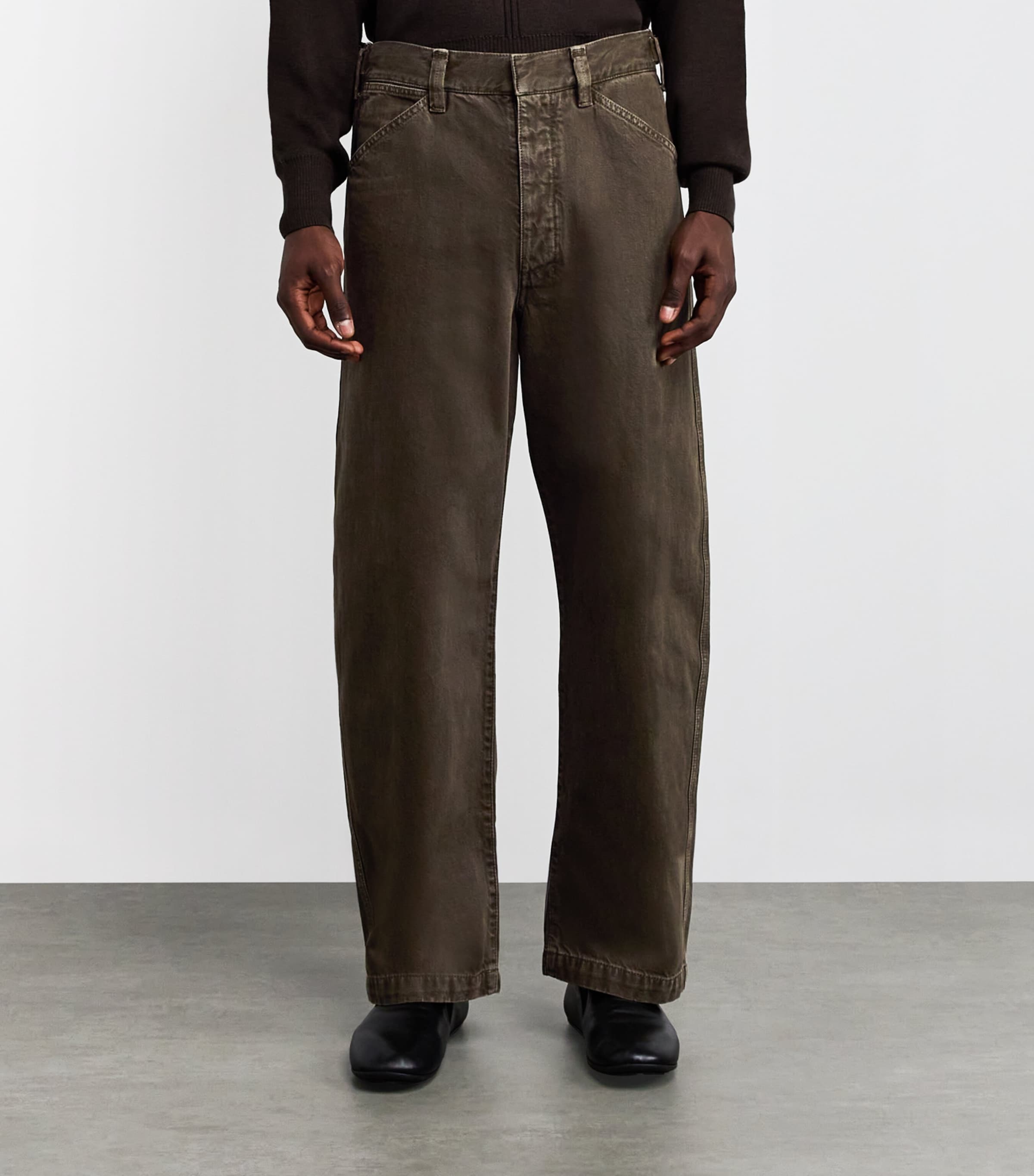 Lemaire Mens Cotton Maxi Workwear Trousers Moss Green Image 3