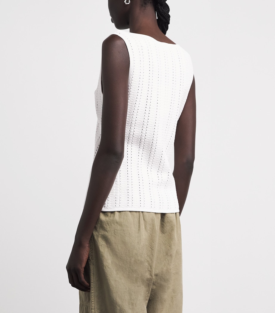 Theory Womens Textured Boat Neck Tank Top White Image 5