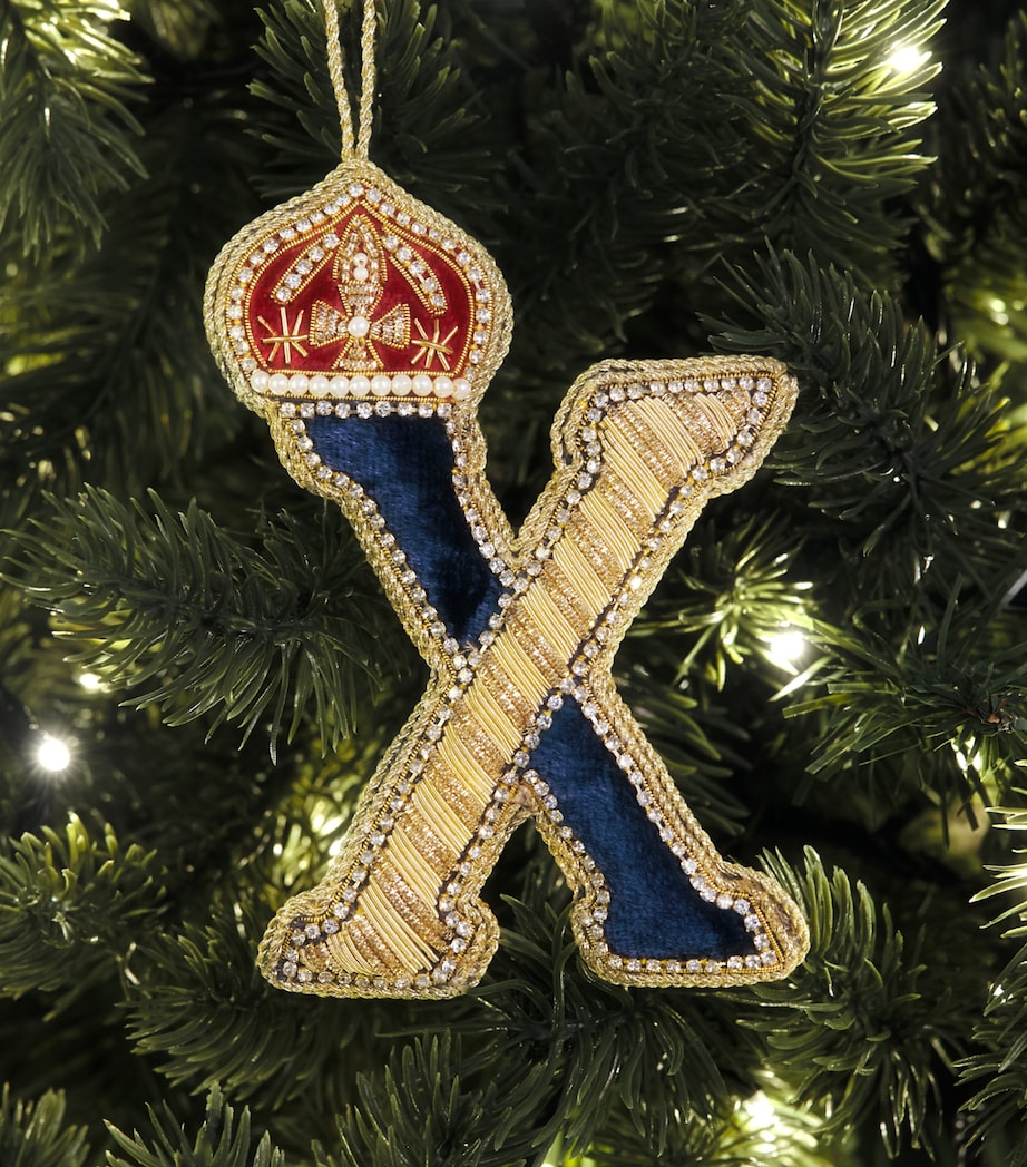 Tinker Tailor Letter X Tree Decoration Navy, Gold & Wine Image 3