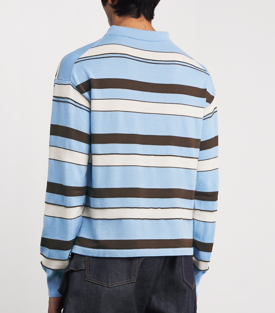 Cotton Rugby Stripe Polo Sweater MISTY BLUE 829 Image 4