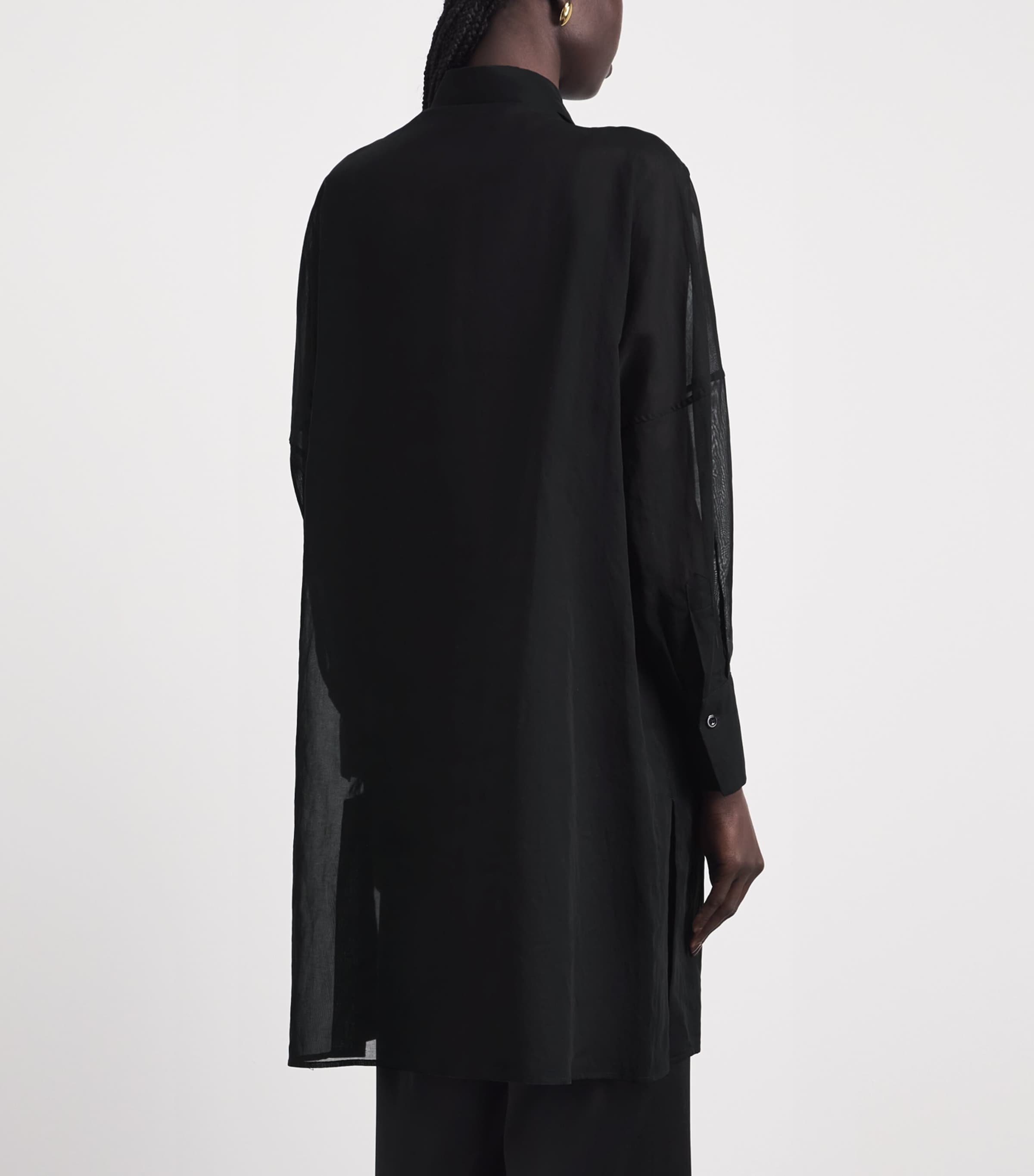 Eleventy Womens Cotton Longline Dress Shirt Nero Image 5