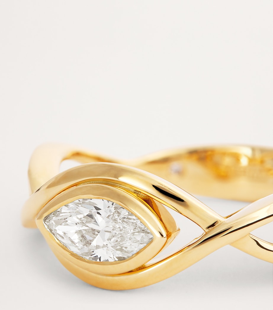 Yellow Gold and Diamond Marquise Vine Pinky Ring YELLOW GOLD Image 5