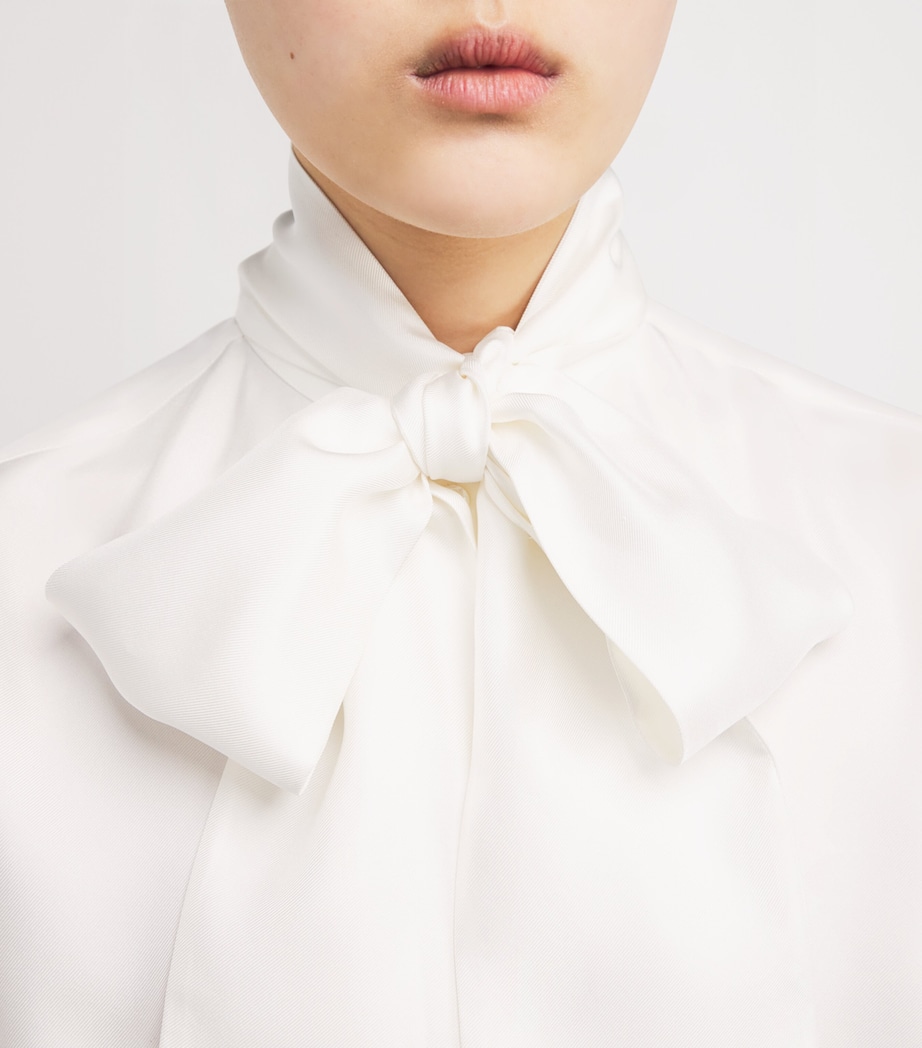 Thom Browne Womens Silk Bow-Collar Blouse White Image 6