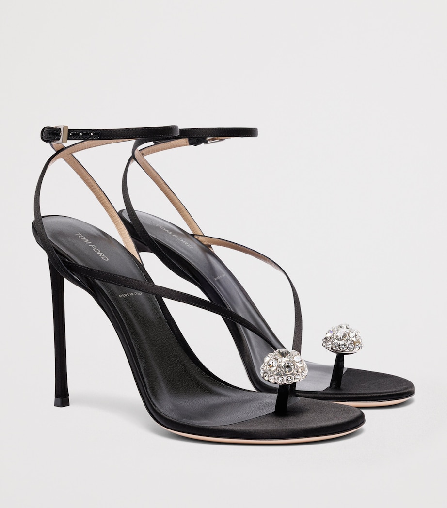 TOM FORD Satin Embellished Heeled Sandals 105 Ntn Image 3