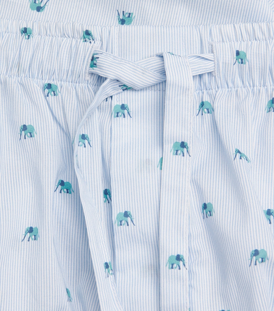 Cotton Elephant Print Ledbury Lounge Shorts BLUE Image 5