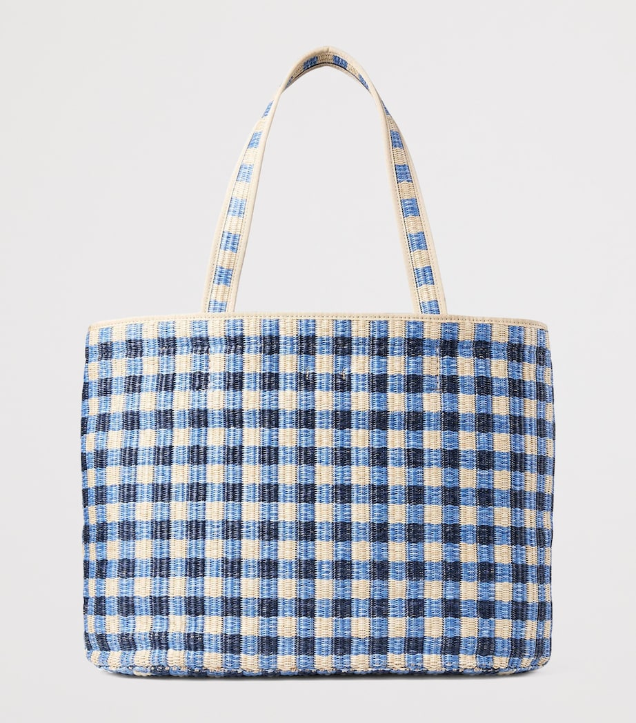Raffia Gingham Tote Bag MARINE MIX/ECRU Image 3