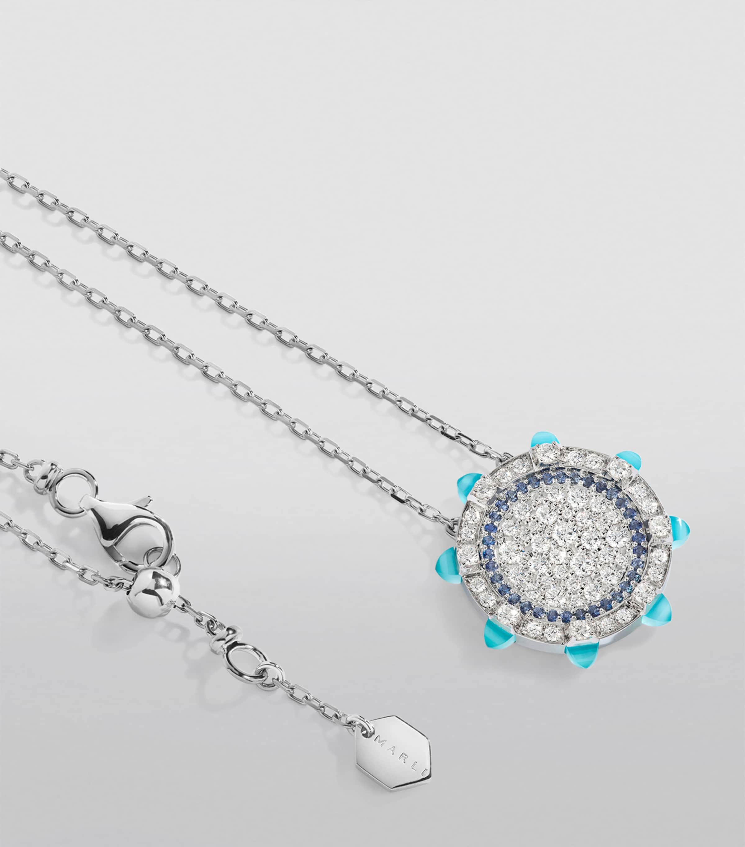 White Gold, Diamond and Sapphire Tip-Top Necklace WHITE GOLD Image 2