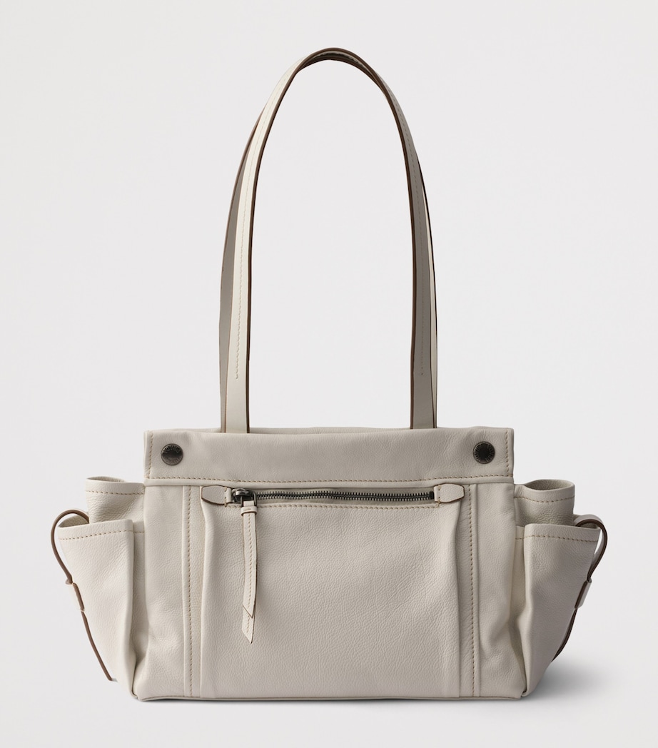 Prada Womens Medium Leather Route Tote Bag Neutral Image 6