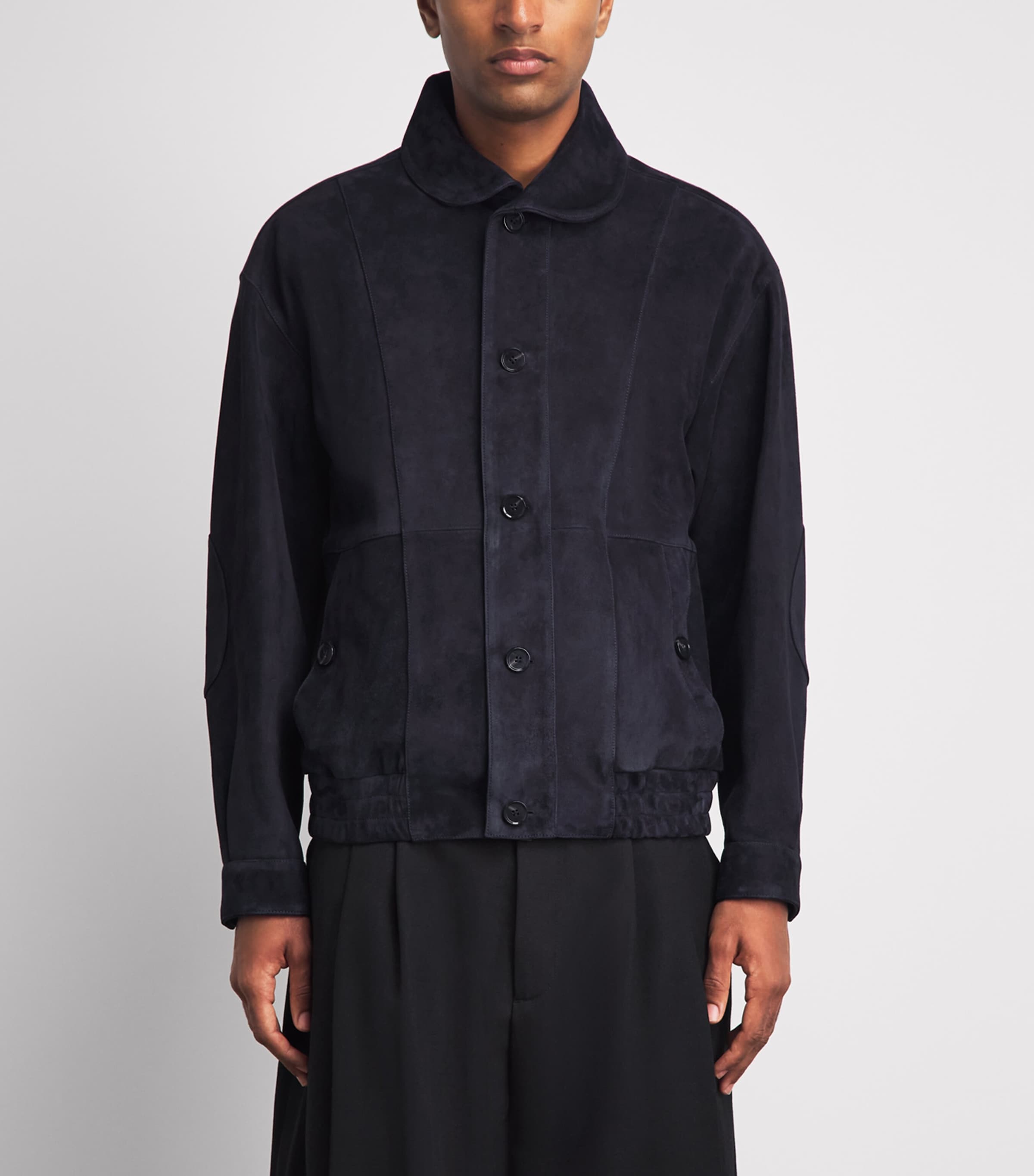 Arma Mens Lamb Suede Plato Jacket Dark Navy Image 4