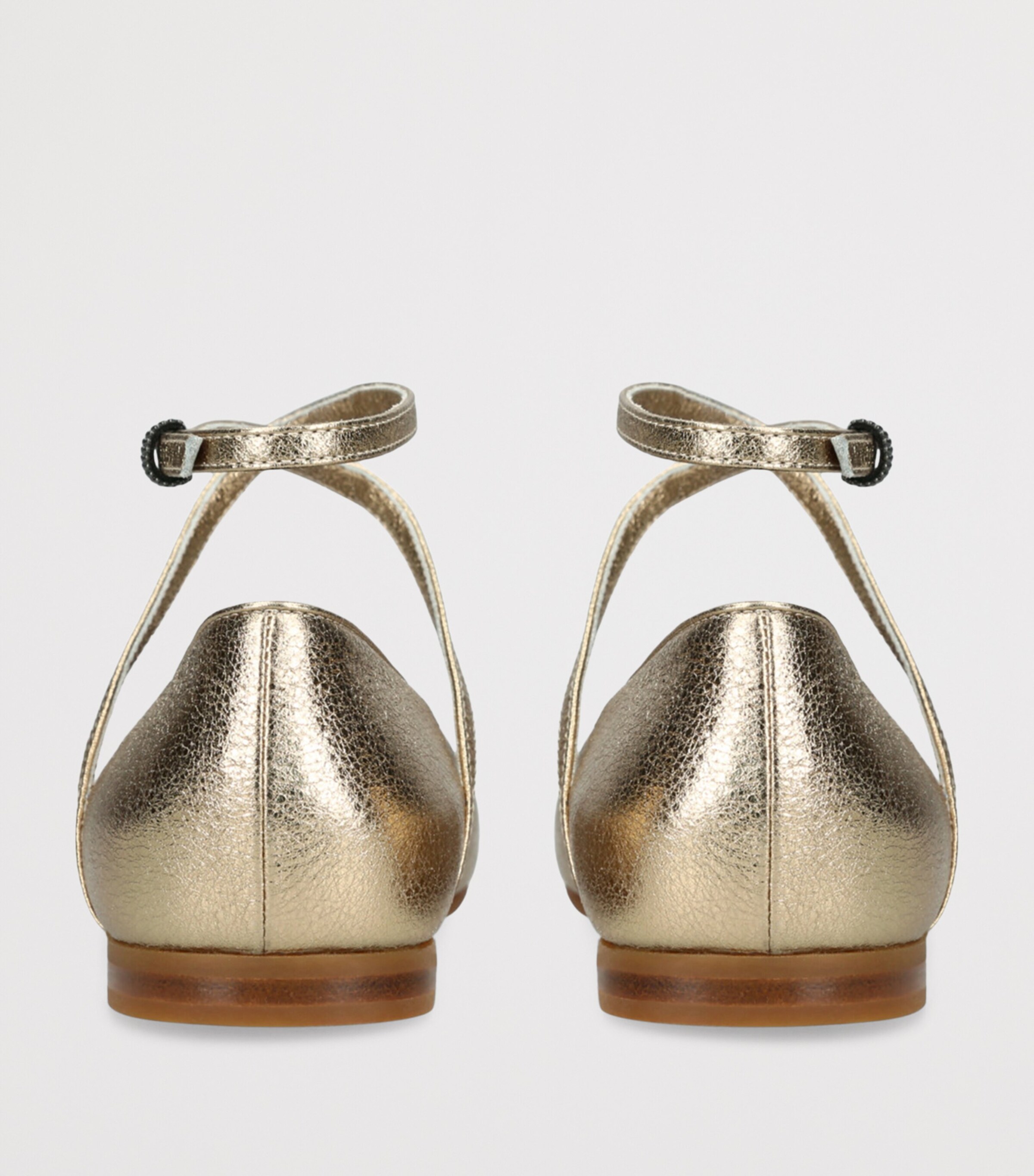Brunello Cucinelli Leather Metallic Ballet Flats Gold Image 2
