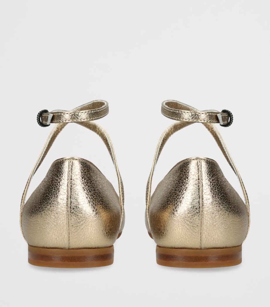 Leather Metallic Ballet Flats GOLD Image 2