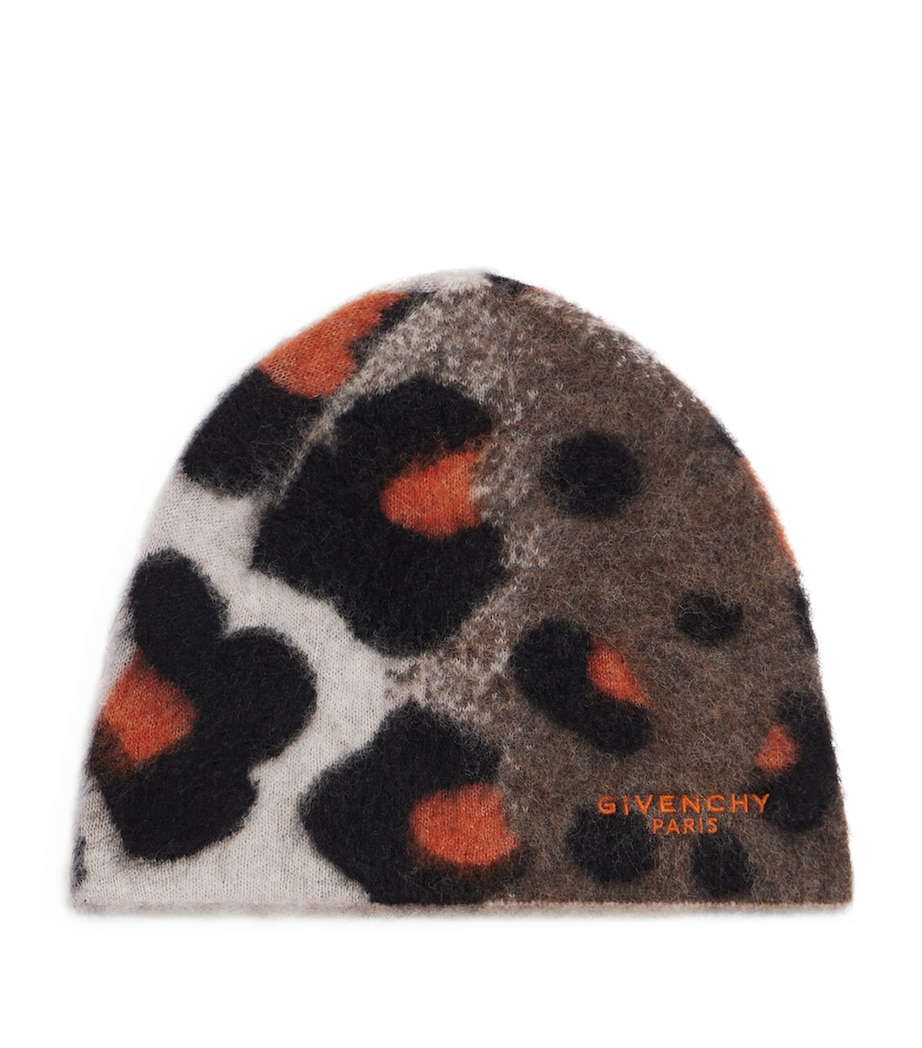 Givenchy Wool-Blend Leopard Print Beanie Image 1