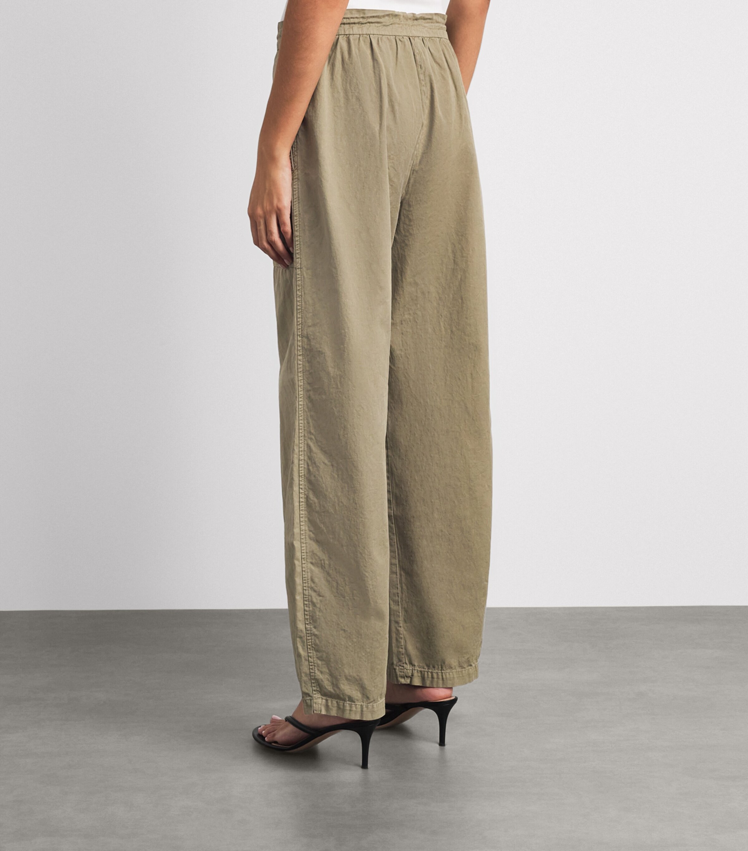 FRAME Drawstring The Gallery Wide-Leg Trousers Army Image 5