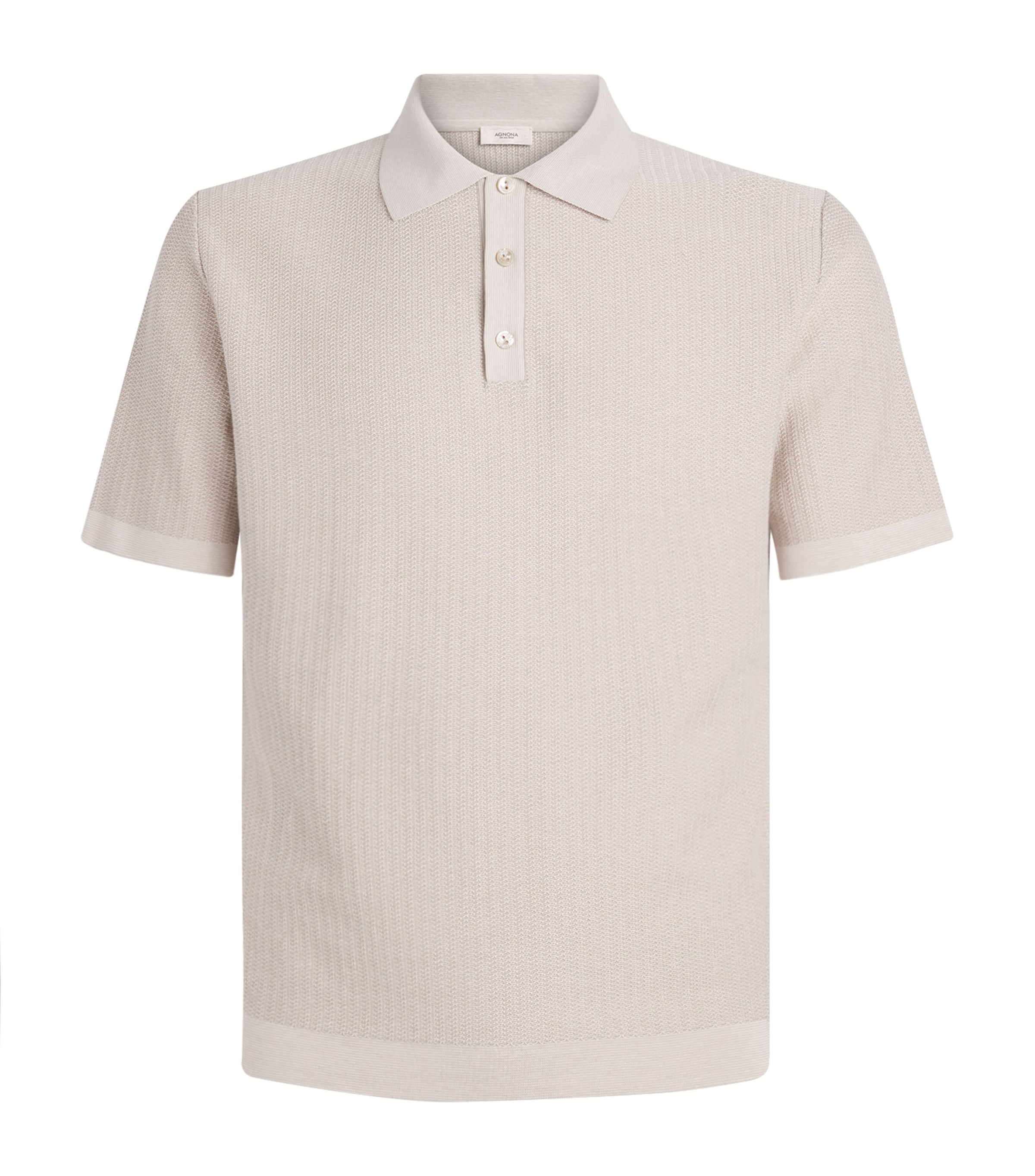 Agnona Mens Cotton-Silk Polo Shirt Light Grey Stone Image 1