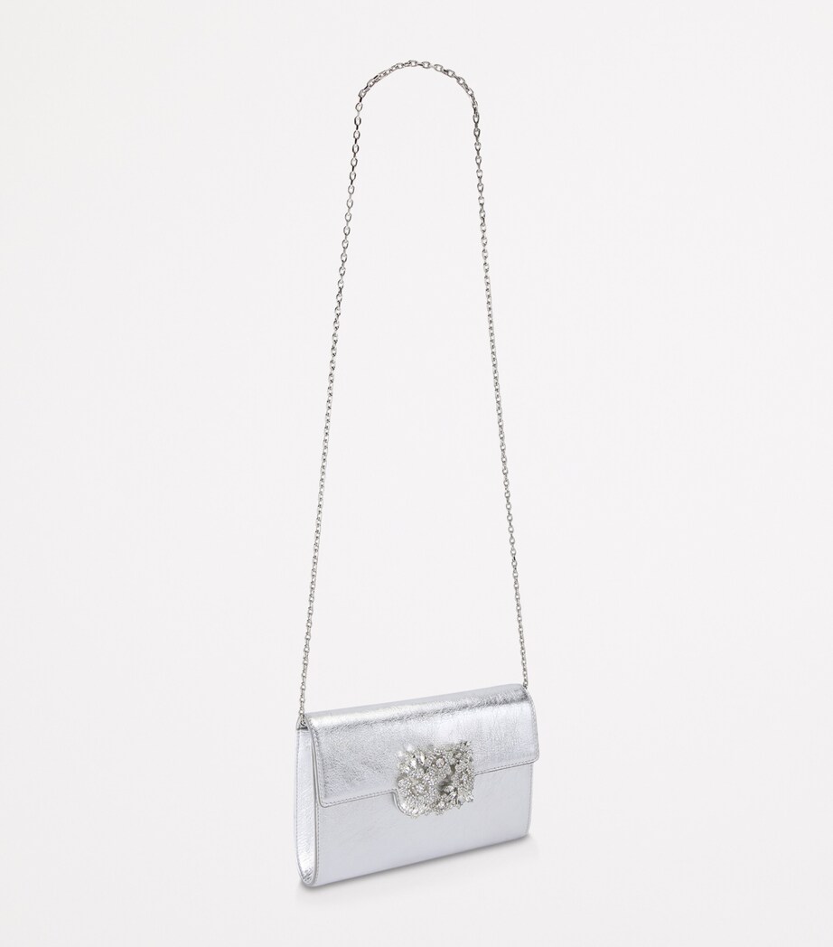 Roger Vivier Mini Leather Efflorescence Envelope Clutch Bag Silver Image 4