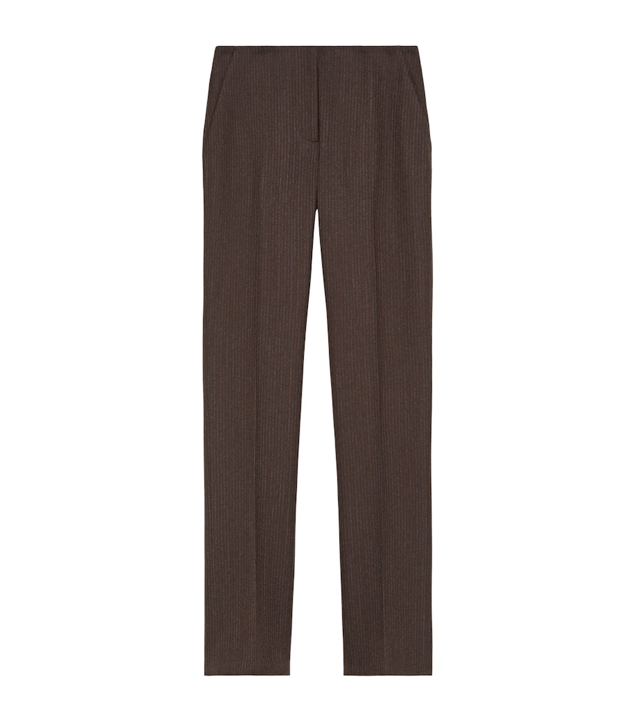 McQueen Womens Wool Pinstripe Slim Trousers Image 1