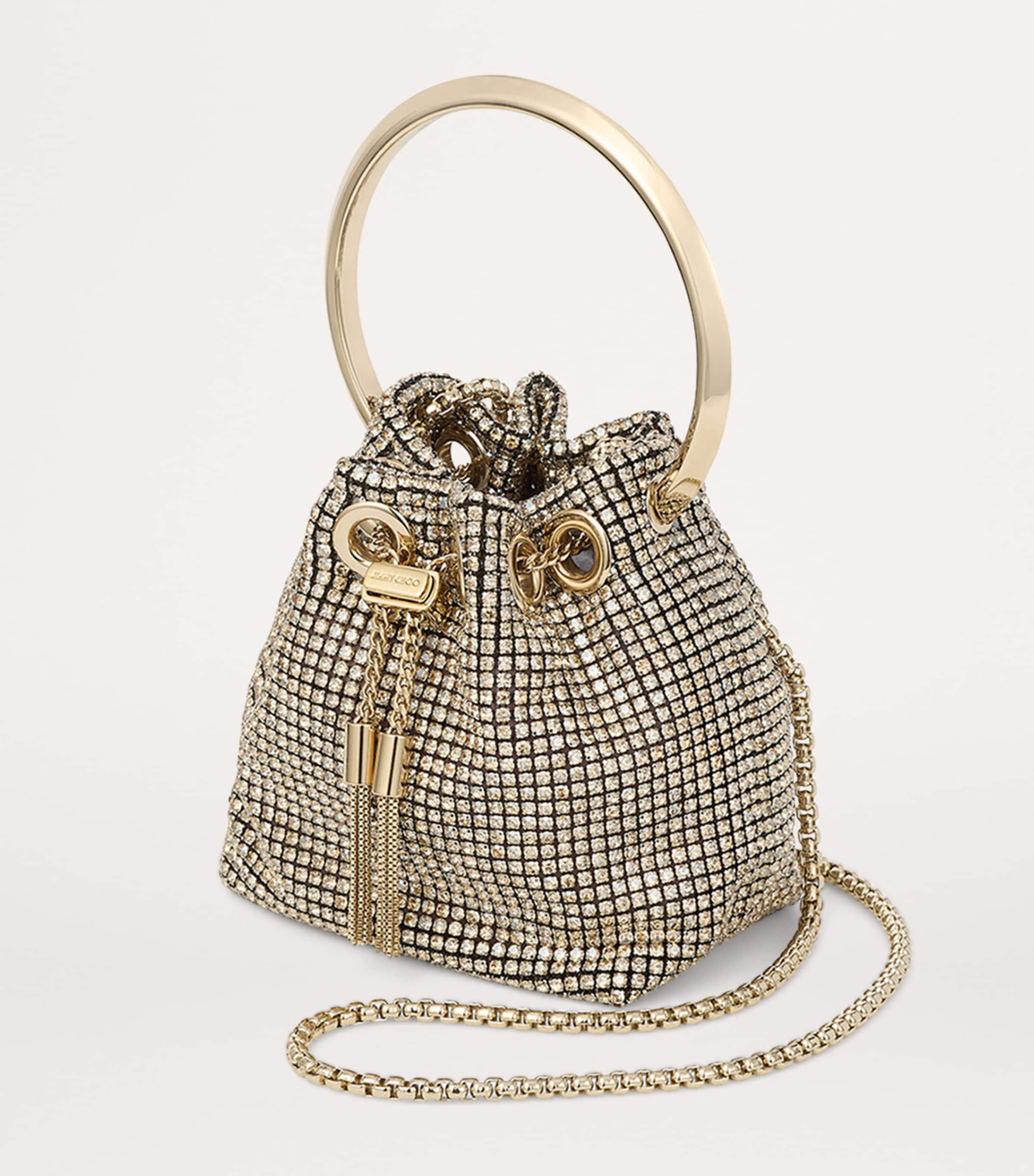 JIMMY CHOO★マイクロ Bon Bon トップハンドルバッグ ブラック Micro Bon Bon | Black Vintage Metallic Leather Mini Bag