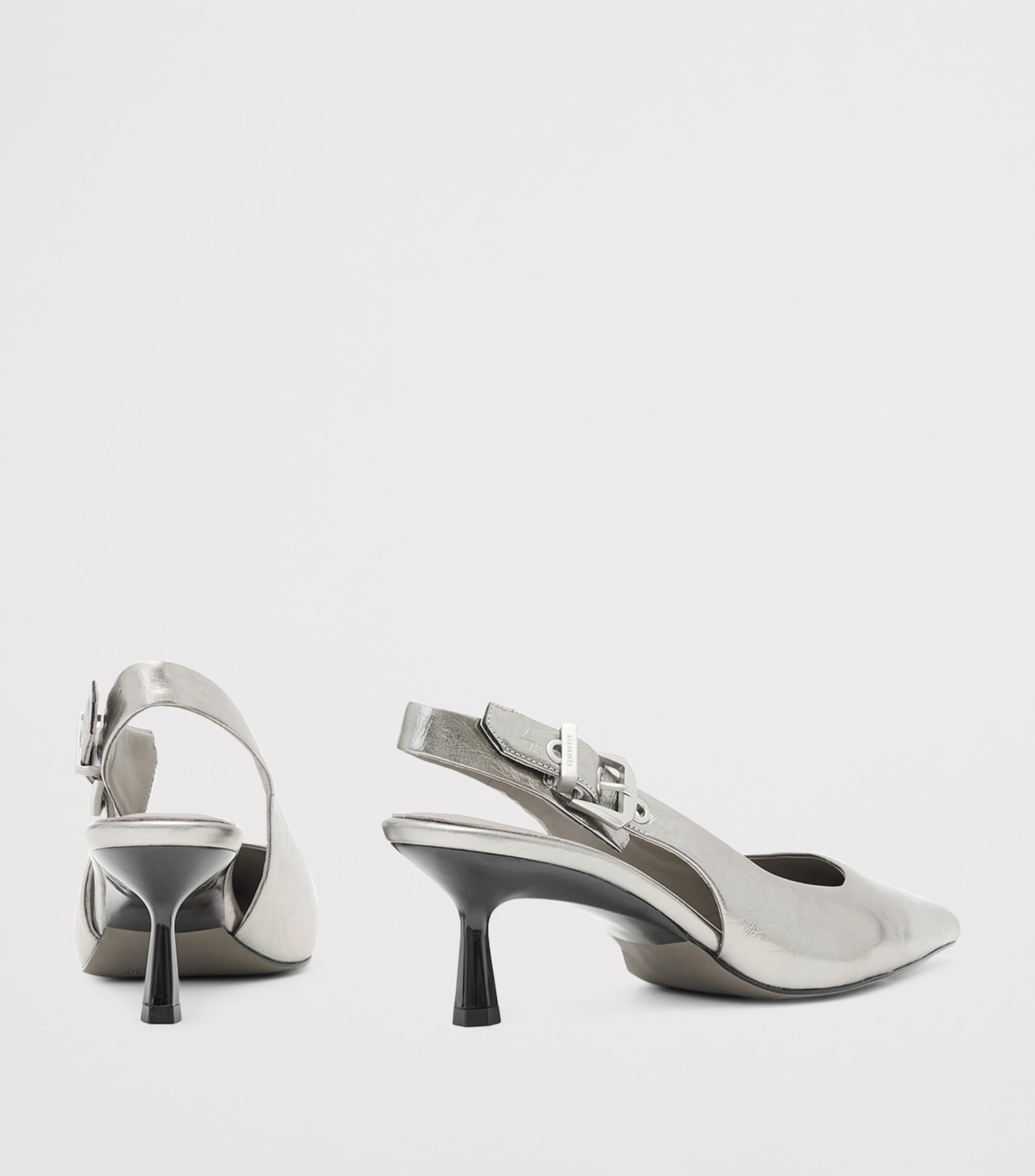 Leather Idyia Slingback Pumps 20 GUNMETAL GREY Image 4