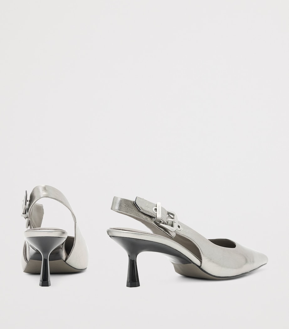 Leather Idyia Slingback Pumps 20 GUNMETAL GREY Image 4